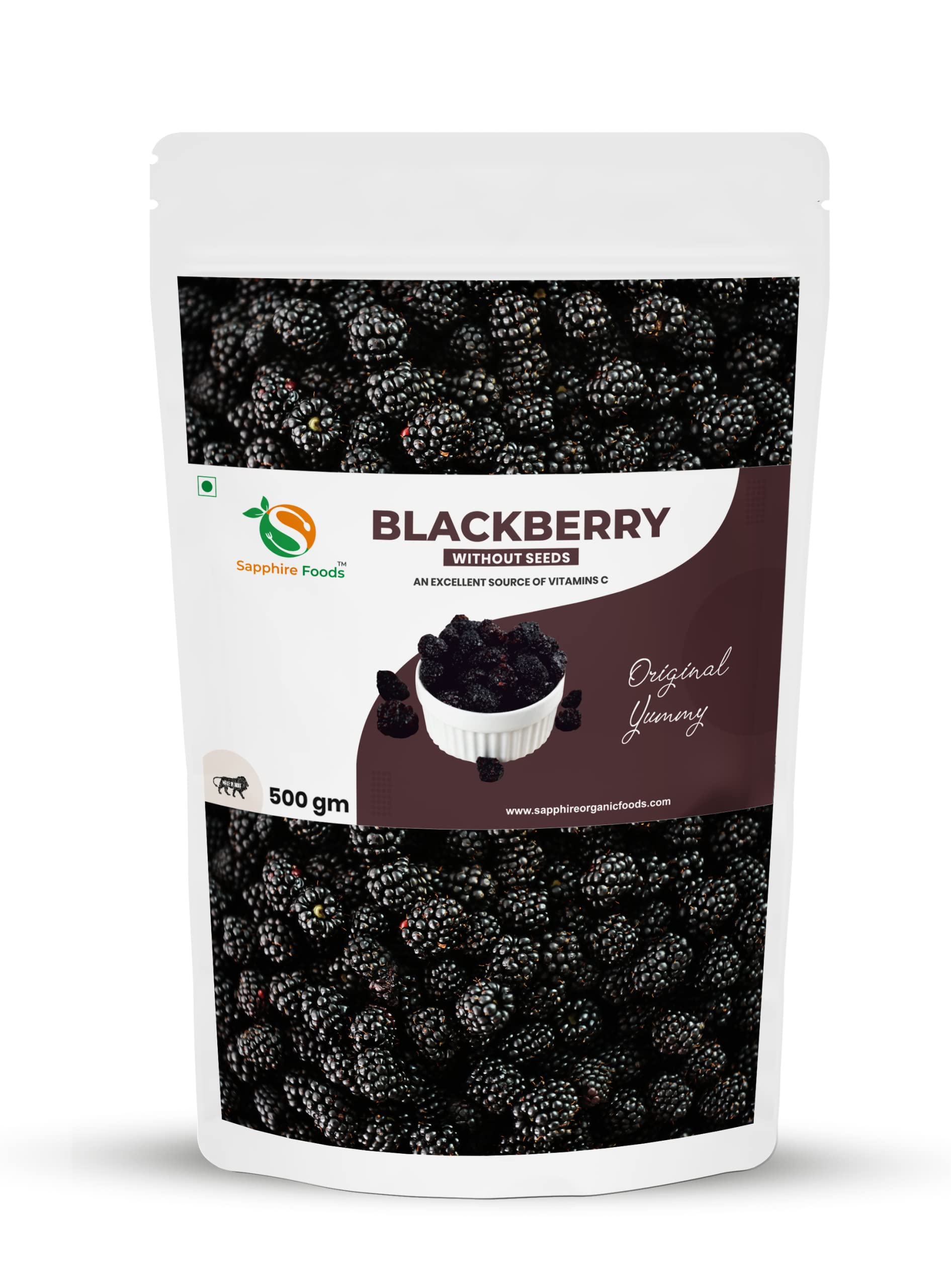 SAPPHIRE FOODS 500g Berries & Nuts Premium Dried Blackberries BlackBerry Without Seeds, Fiber Rich, Highly Nutritional, No Added Sugar.