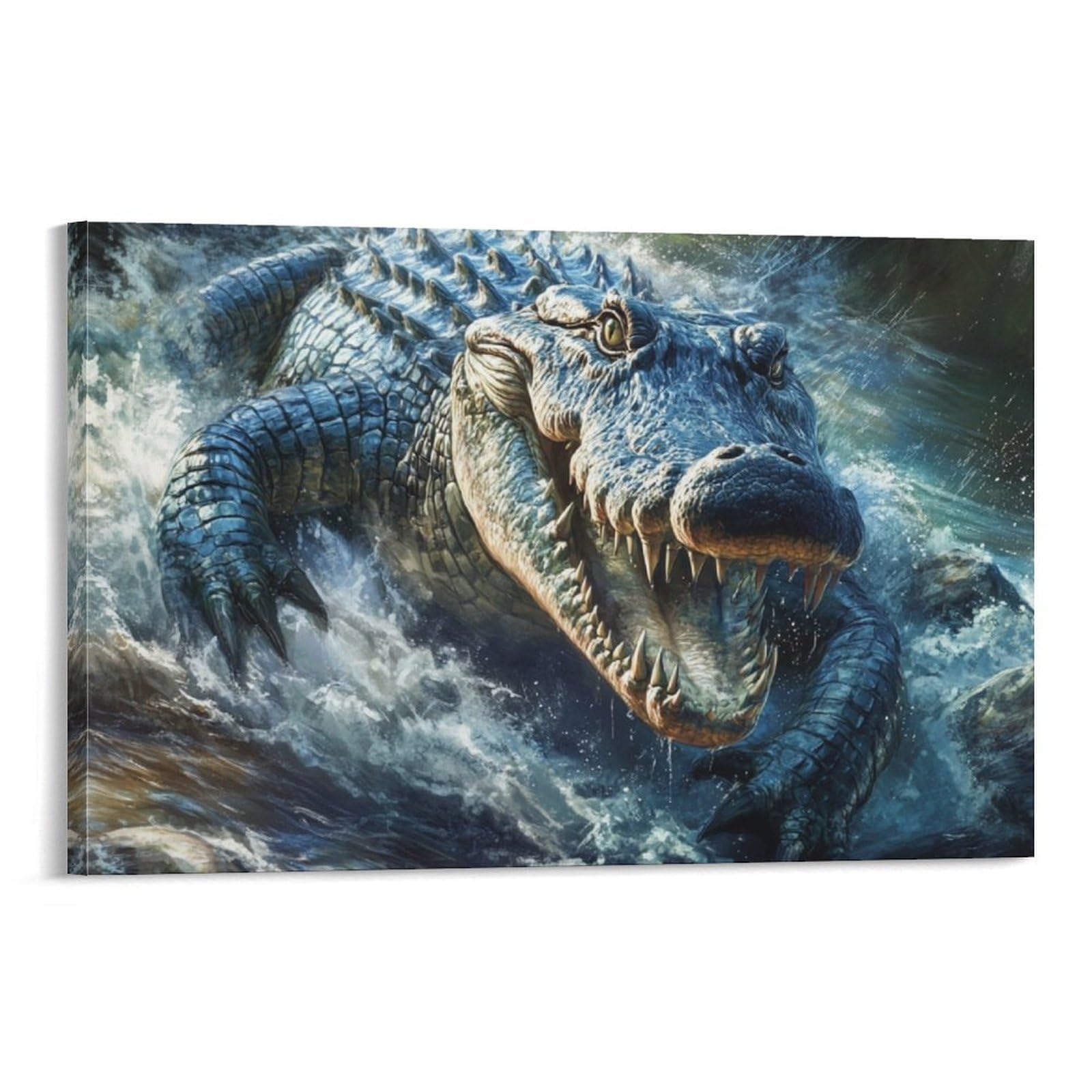 DHBANEIOK Crocodile Print, Canvas Prints, Framed Wall Art for Bedroom & Living Room, Modern Home Decor Print for Special Occasions 16x24inch(40x60cm)