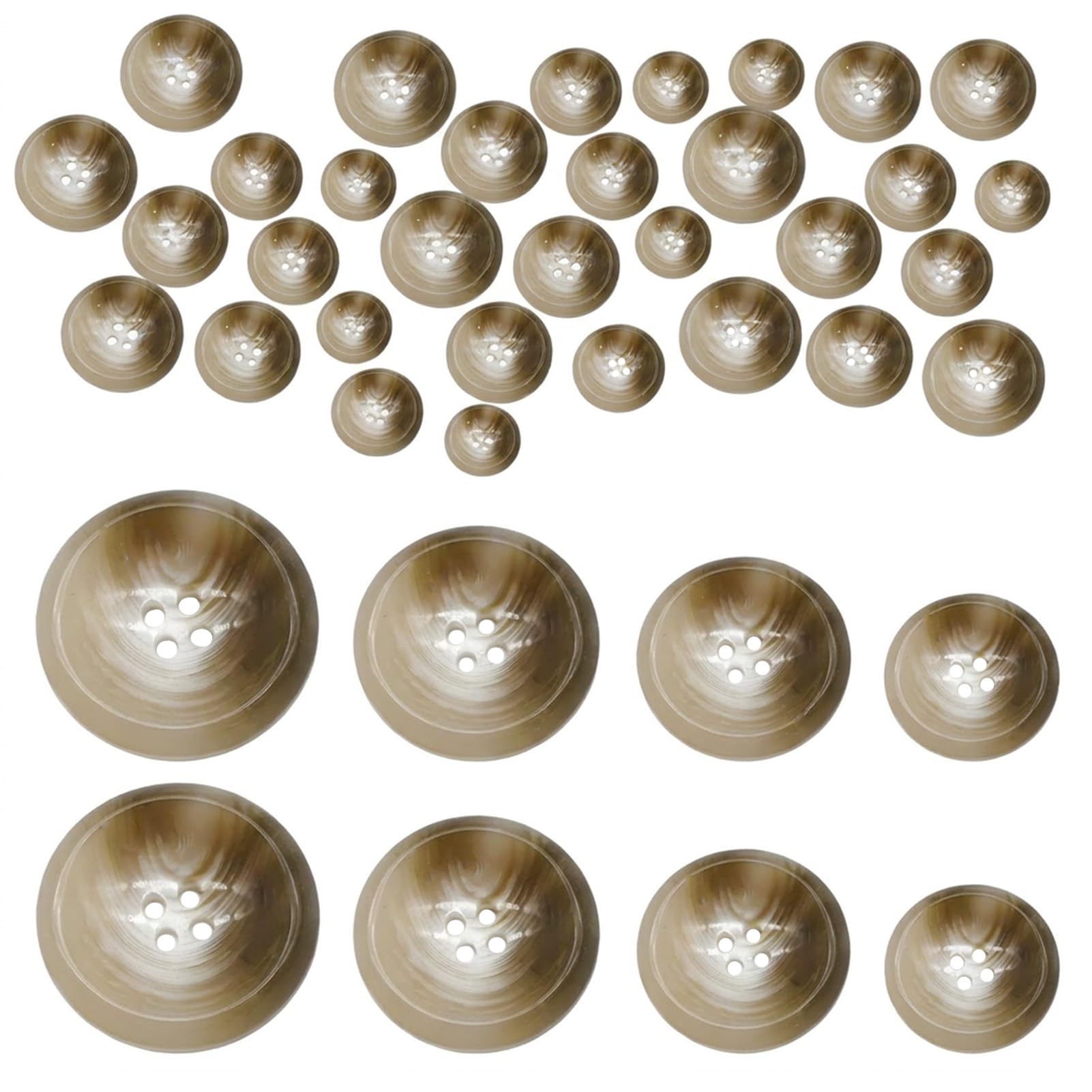 Funver 40Pcs Tortoise Shell Buttons Mixed Sizes, 15mm 18mm 20mm 25mm 4-Hole Premium Resin Blazer Buttons for Coats, Suits, Cardigans and DIY Craft Projects, Sewing Buttons Assortment (Light Brown)
