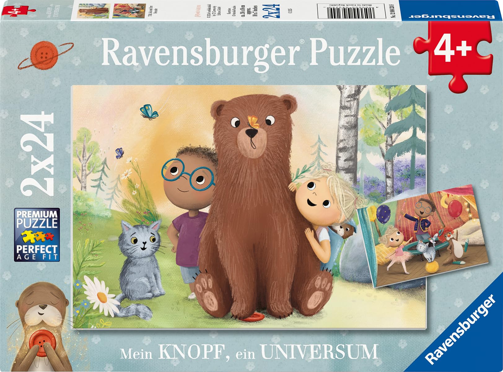 Ravensburger Kinderpuzzle - 12004324 Mein Knopf, EIN Universum - 2x24 Teile Kinderpuzzle ab 4 Jahren vom beliebten Kinderbuch von Carmushka