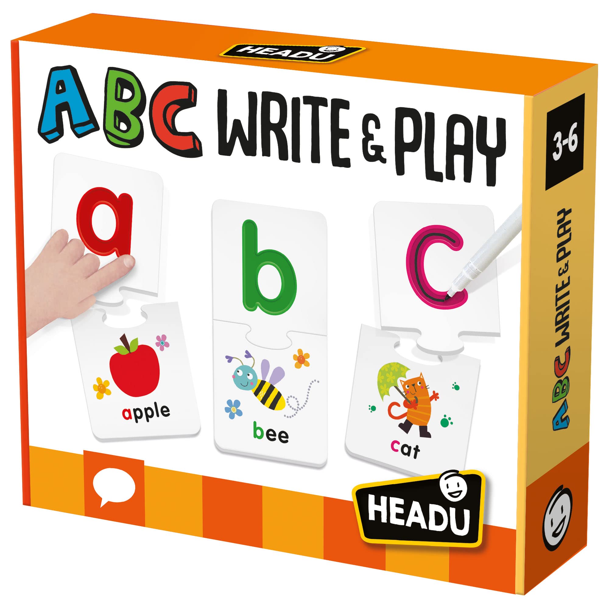 Headu - ABC Write & Play, Educational Toys, Kids Puzzle, Recessed Letters Method, Learn Alphabet & Words, Educational Game, Learning Games, Ideal for 3-6yrs