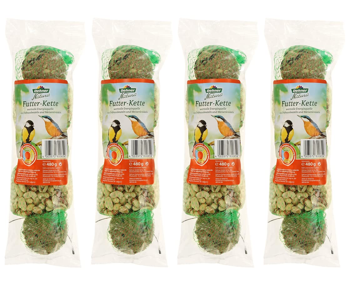 Dehner Natura Wildvogelfutter, Futterkette, 4 x 480 g (1920 g)