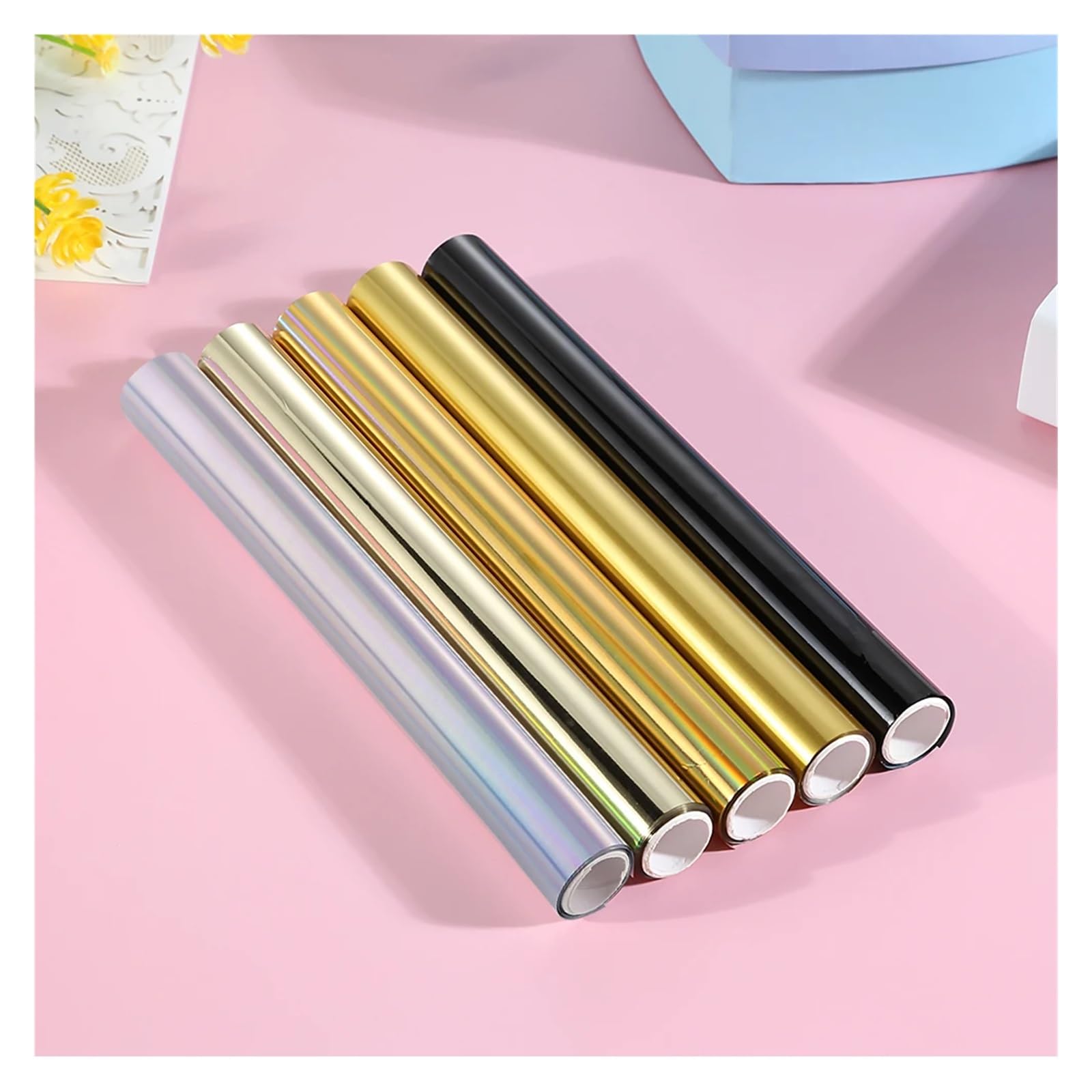 folia tonerowa, papier foliowy na gorąco, 5M DIY Hot Stamping Toner Reactive Holographic Foil Paper Przez Drukarkę Laserową i Laminator Używany Do Tworzenia Kartek Z Życzeniami(Golden)
