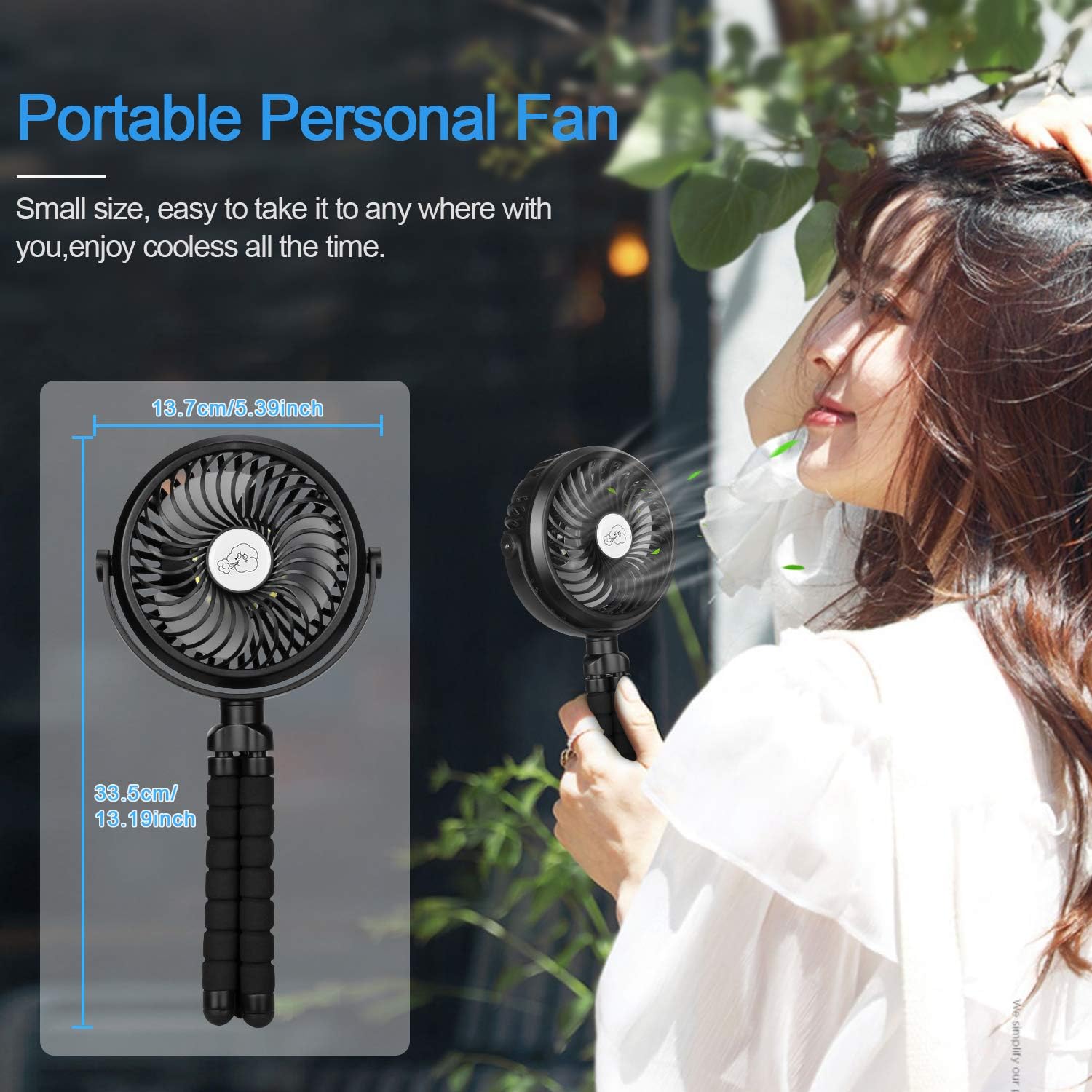 YND Stroller Fan Rechargeable Portable Fan Battery Operated Camping Fan with LED Light Mini Personal Fan with Flexible Tripod 3 Speeds USB Handheld Fan for Stroller Tent Car Seat Travel (Black) : Baby