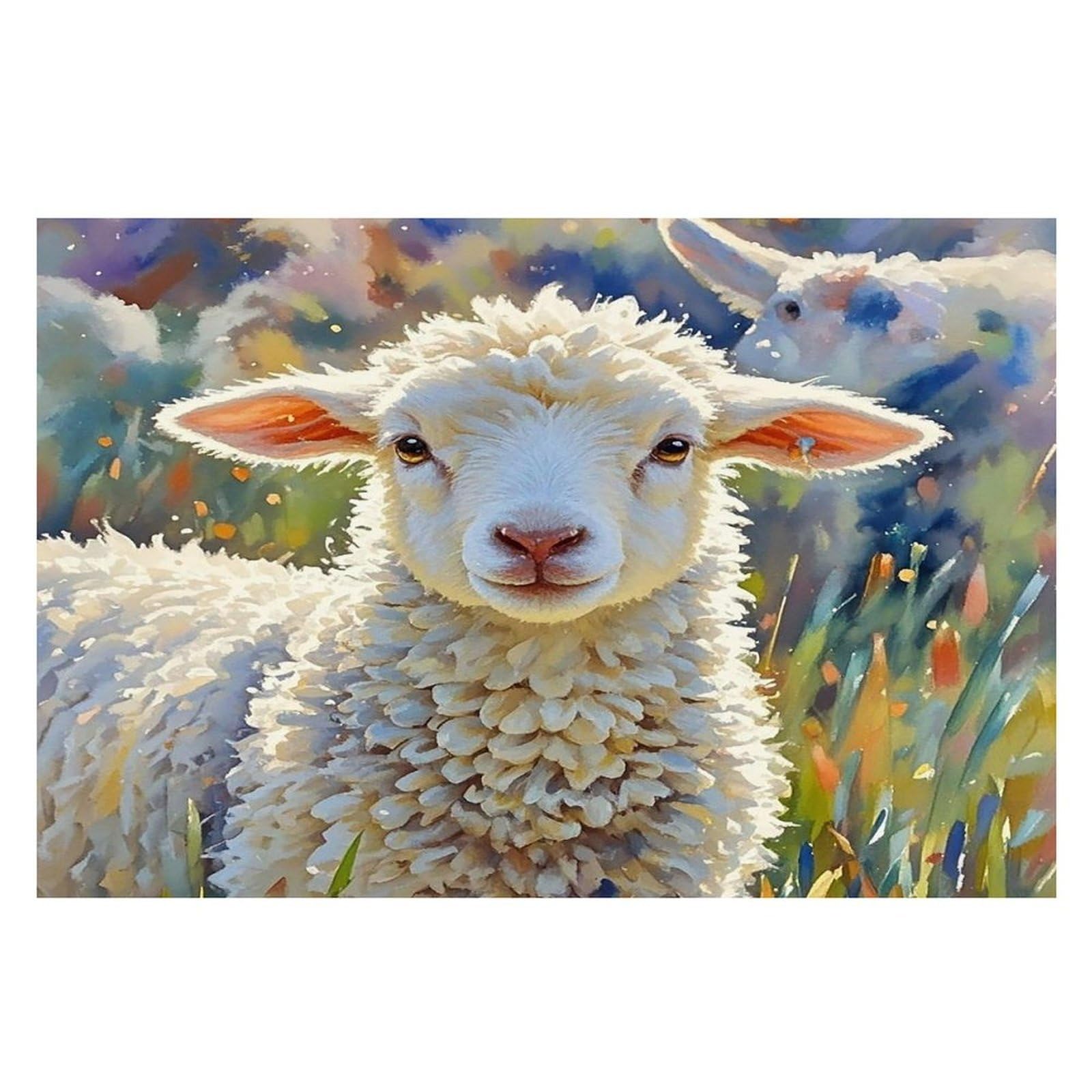 Color Sheep Placemats Flax Place Mats for Dining Table Rectangle Non-Slip Table Mats Heat Resistant Washable Placemat for Kitchen Home Decor Party Outdoor 12" X 18"