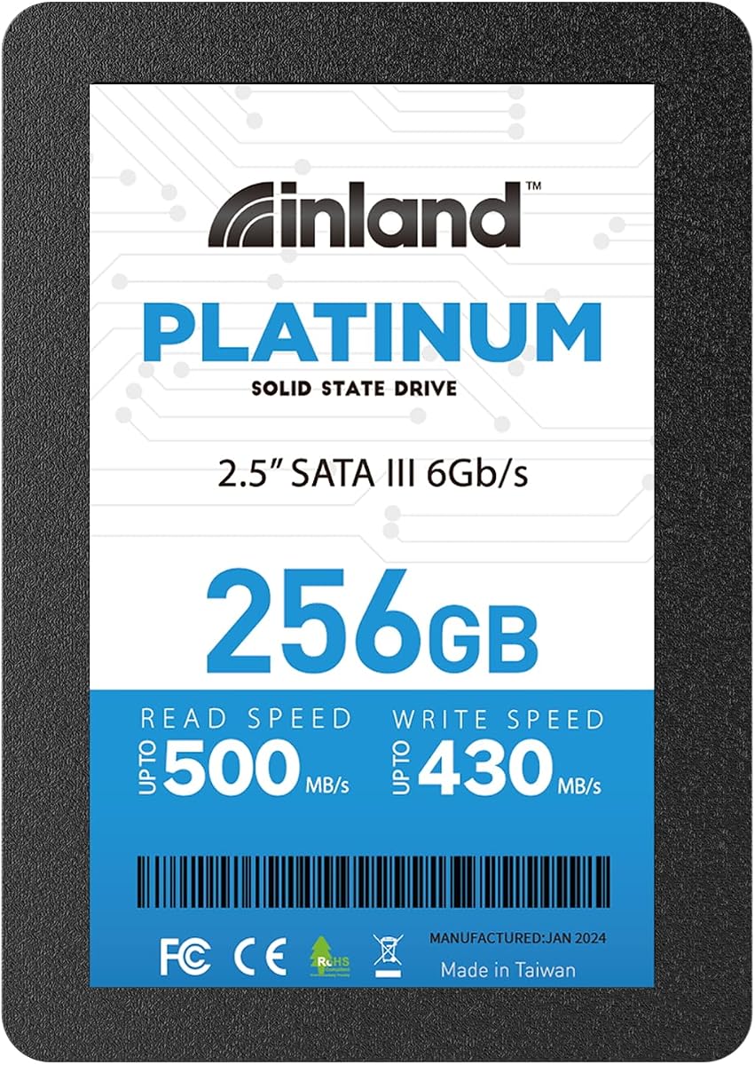 Inland Platinum 256GB SSD SATA III 2.5" 3D NAND Internal Solid State Drive | 3D TLC NAND Flash, Up to 500MB/s Read & 430MB/s Write, SATA III 6Gb/s Interface, Laptop & Desktop PC Upgrade