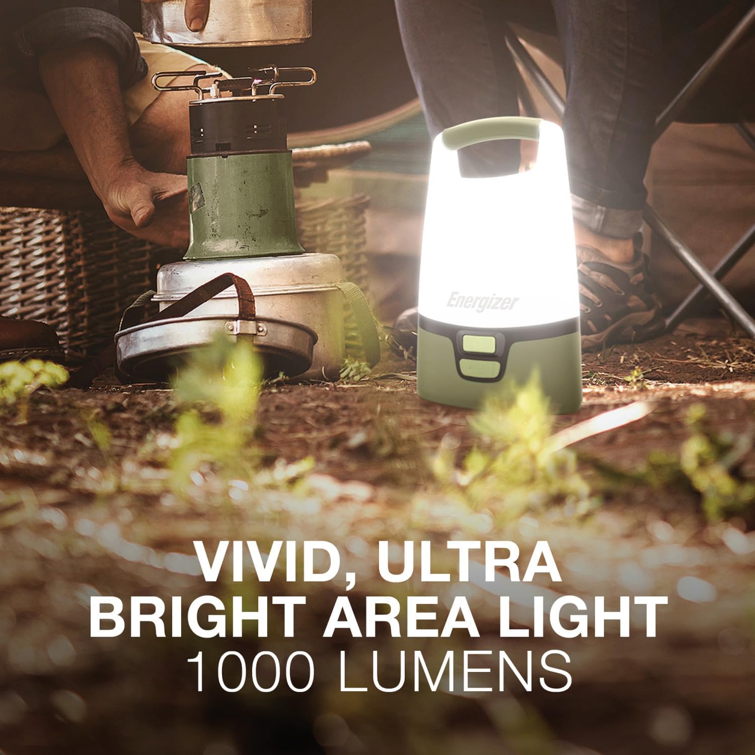Energizer Vision LED Camping Lantern, Bright Rechargeable Lantern, Water Resistant Emergency Light with Micro-USB Charging Cable, Pack of 1, Forest Green