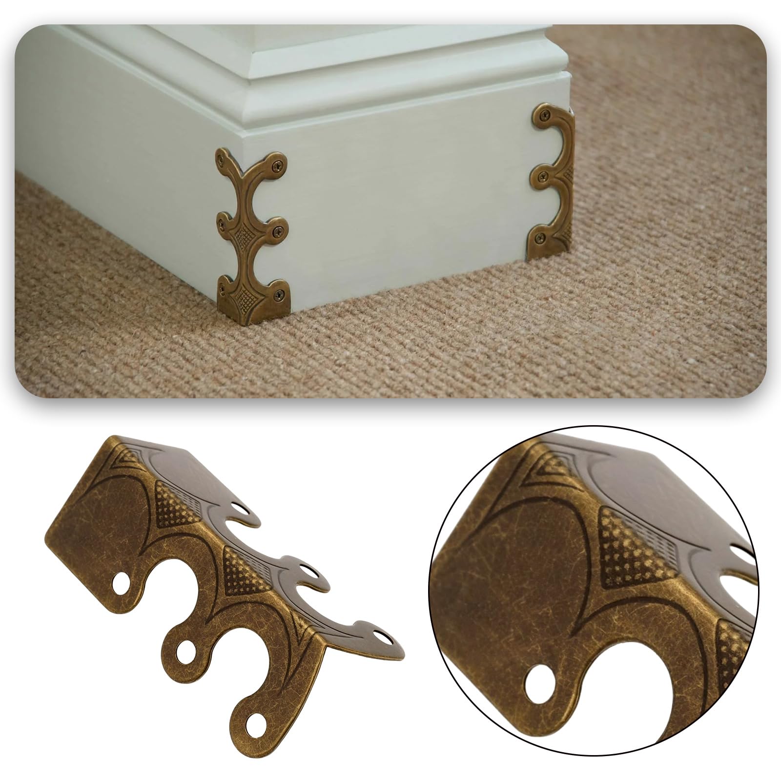 LT Easiyl 12Pcs Metal Corner Protectors Baseboard with Screws for Furniture Living Room Office and Jewelry Gift Packaging 4.8x2.9x2.1cm Bronze - Image 2