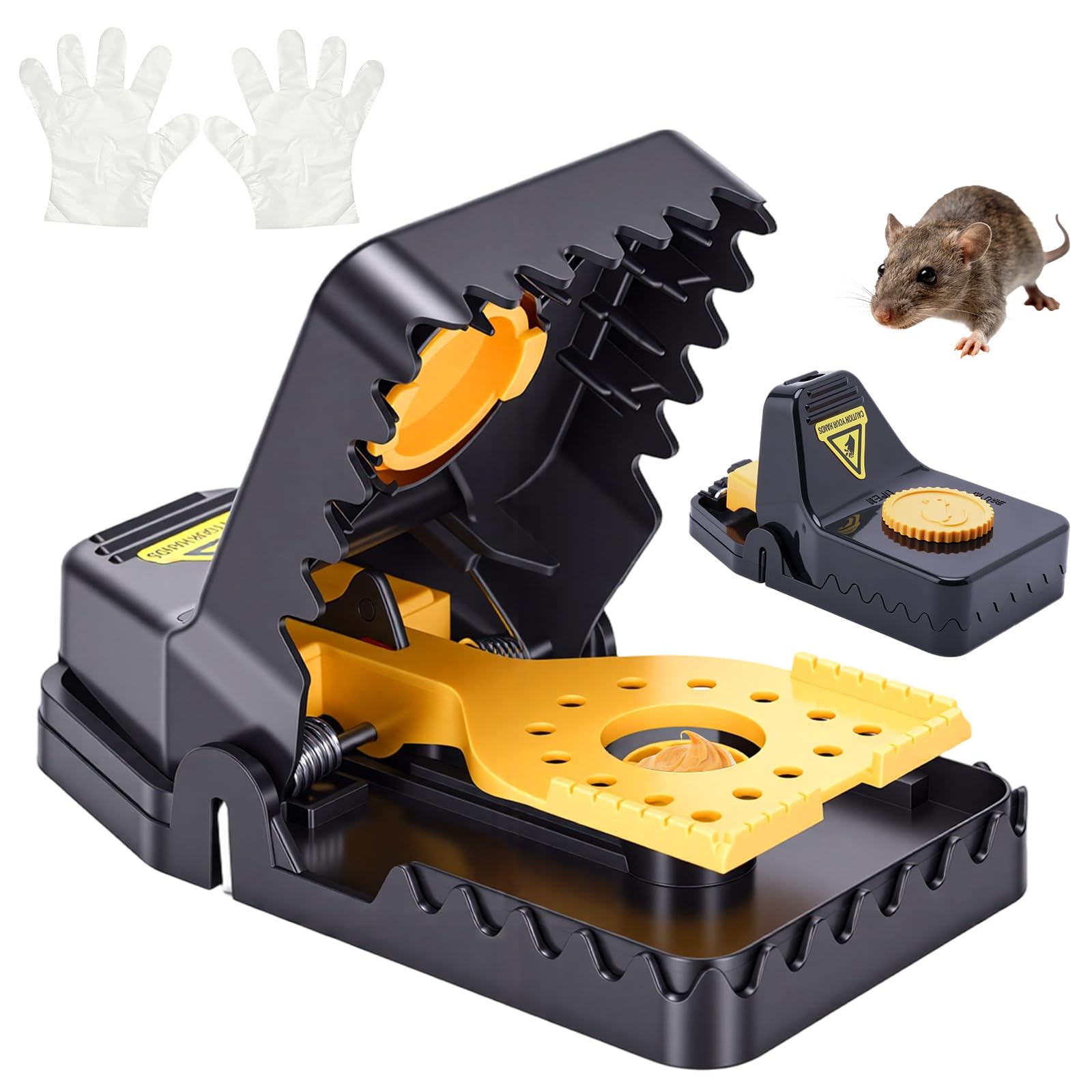WisProtek Rat Traps, 2 Pack XL Heavy Duty Reusable Snap Traps for Rats & Large Rodents, Indoor & Outdoor, Powerful Quick Kill Mechanism, Sensitive Trigger, Easy Set for Kitchen, Garage, Loft & Garden