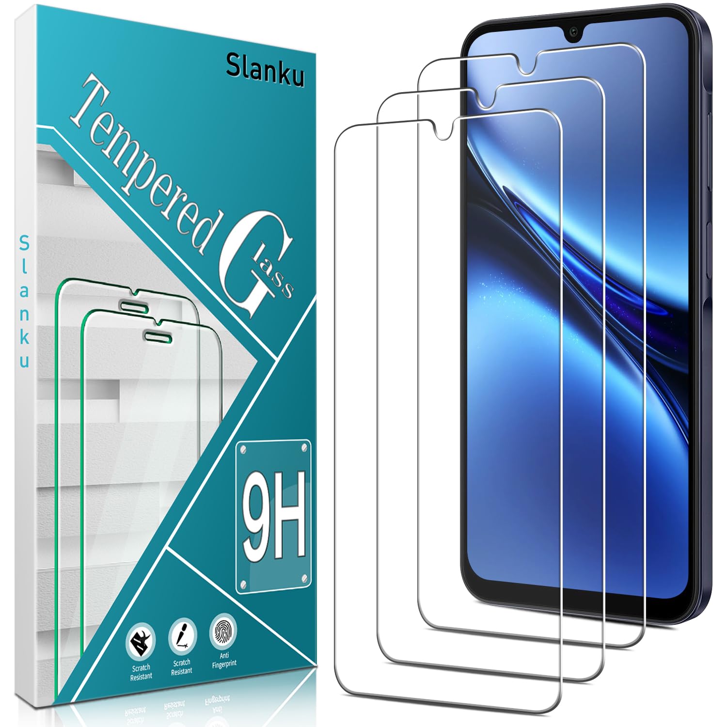 Slanku [3 Pack Screen Protector for Samsung Galaxy A26 5G Tempered Glass Film, Anti Scratch, HD Clear, Case Friendly, Touch Sensitive