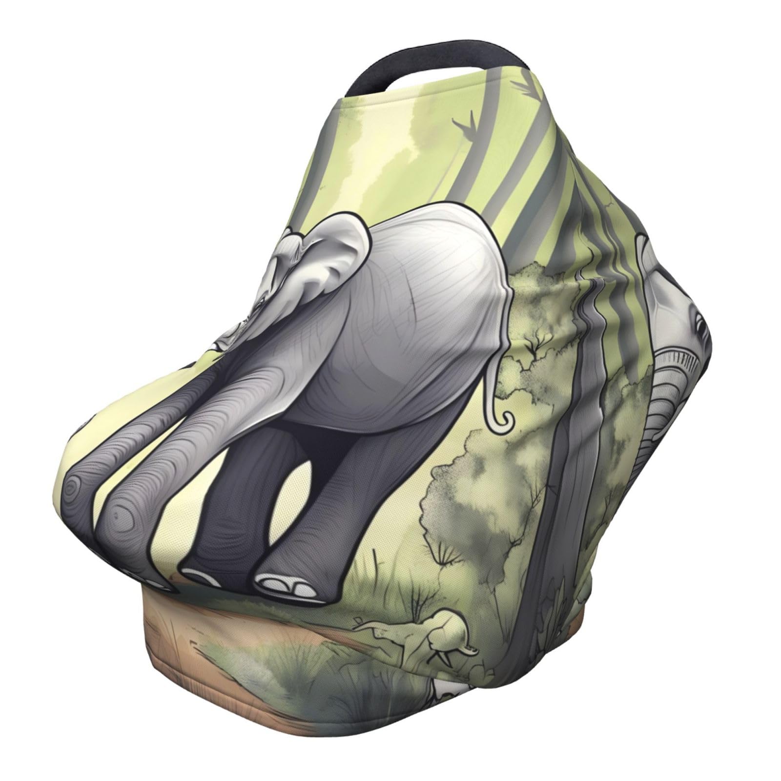XZDHYZ Walking elephant Versatile full-print Stroller Chair Cover/Nursing Cover, specially designed for your baby, Black