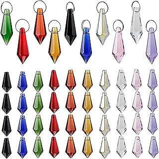50-Piece H&D 38mm Crystal Icicle Pendants - DIY Chandelier & Suncatcher Parts (Multi-Color)