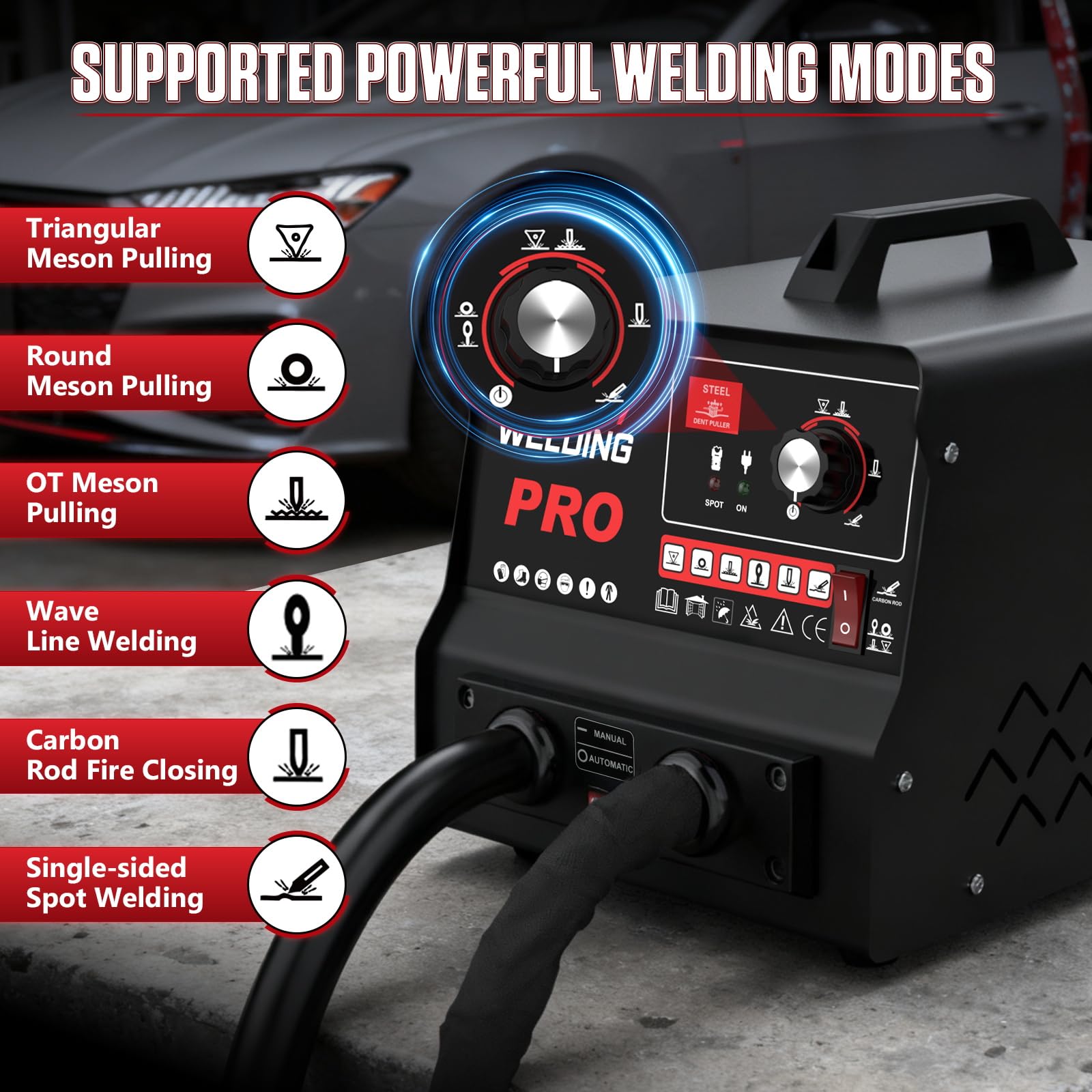 Machine à Bosses Tire-Clou de Carrosserie 3500W 220V 6 Modes Soudage Automatique Manuel Protection Surchauffe