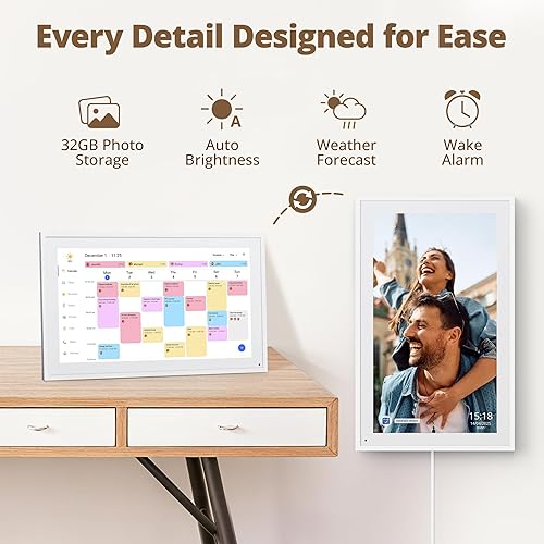Miniatura 7 de Calendario digital de pared de 15 pulgadas, pantalla táctil, calendario electrónico de escritorio y tabla de tareas para la familia y niños,