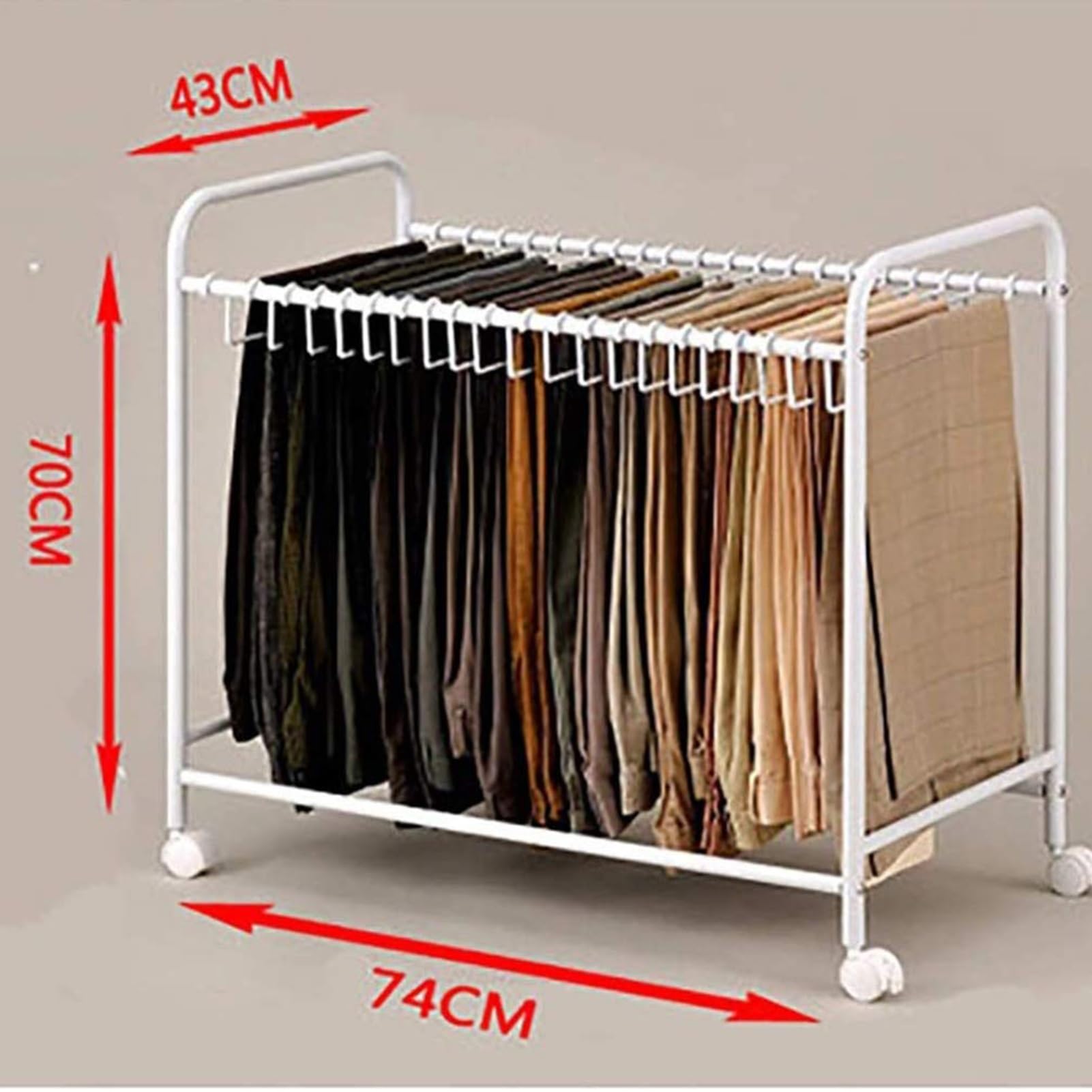 Perchero extraíble para Pantalones, Perchero móvil Resistente con Ruedas para Pantalones, Perchero Multifuncional de Metal para Bufandas, Toallas y Ropa, Que se extiende Desde el Suelo hasta