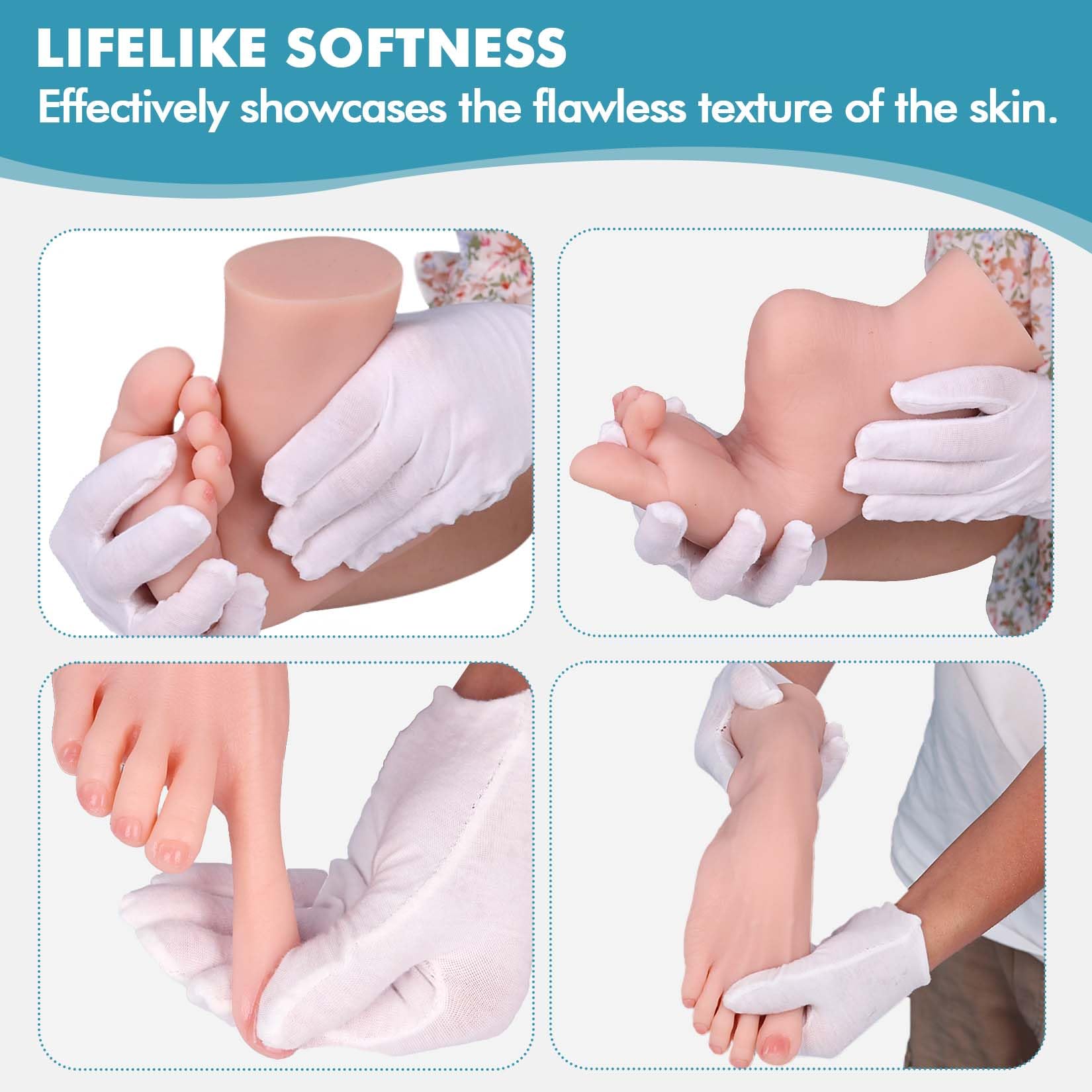 Modello di Piedi in Silicone Dimensione Reale per Uomo e Donna Morbido e Flessibile Manichino per Esposizione Scarpe Sandali e Calze (Sinistra, Piede Donna, Beige)