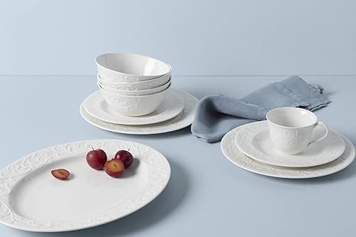 Miniatura 5 de Lenox Opal Innocence, charola sopera tallada, cubierta con cucharón, 1014pulgadas, Bol para servir grande, Blanco