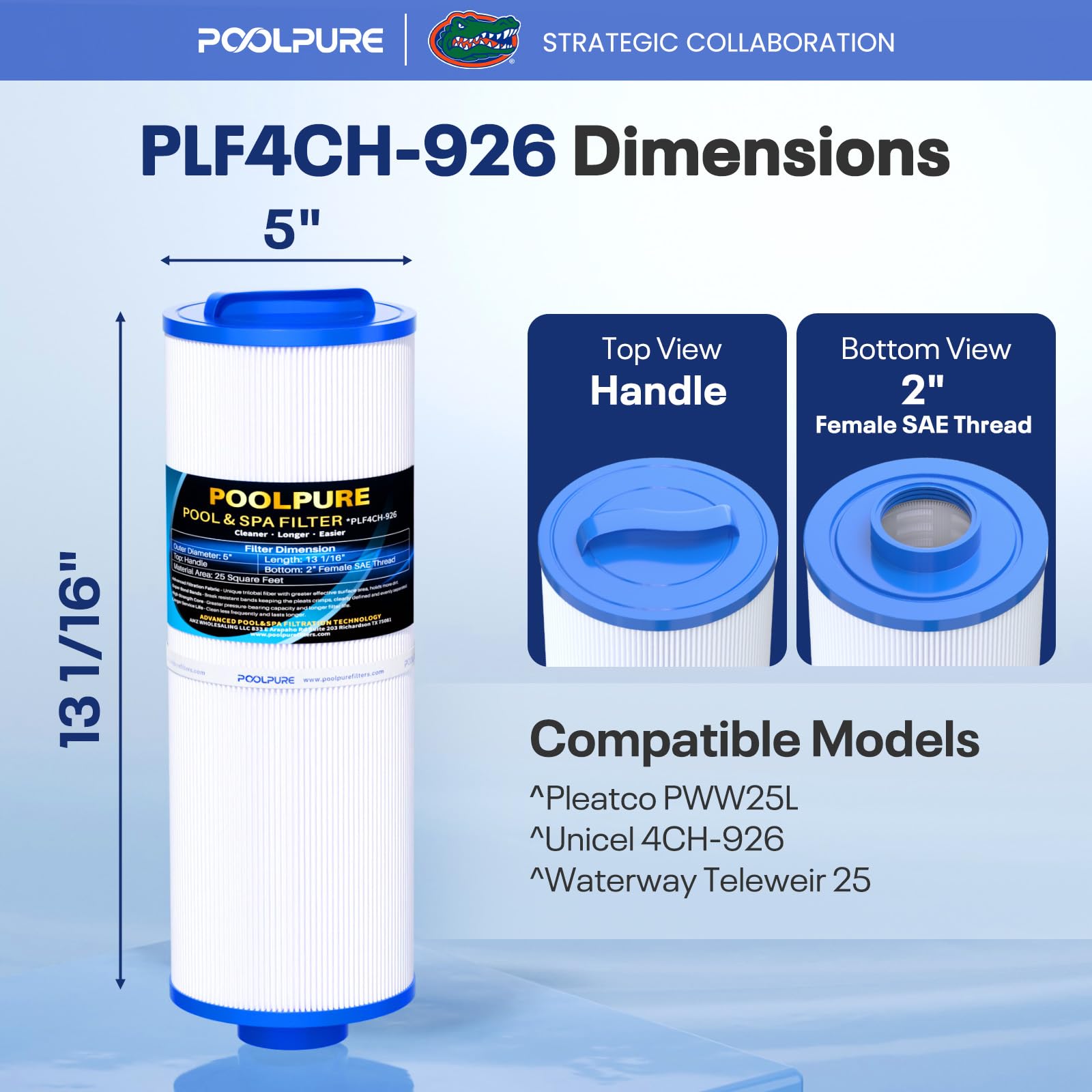 POOLPURE Filtre de Spa 4CH-926 remplace PWW25L, Unicel 4CH-926, Waterway Teleweir 25, Cartouche de Filtre pour Jacuzzi 25 m² | Compatible avec Unicel 4CH-926, Waterway Teleweir 25, cartouche de filtre de jacuzzi de 25 m².