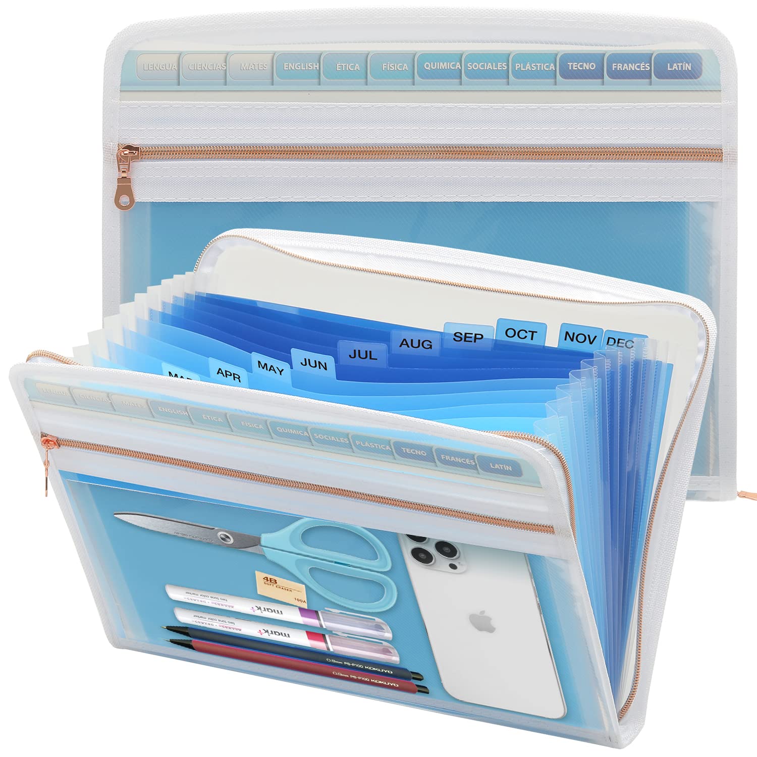 Amazon.com : Mukawa 13 Pocket Zippered Expanding File, Zippered