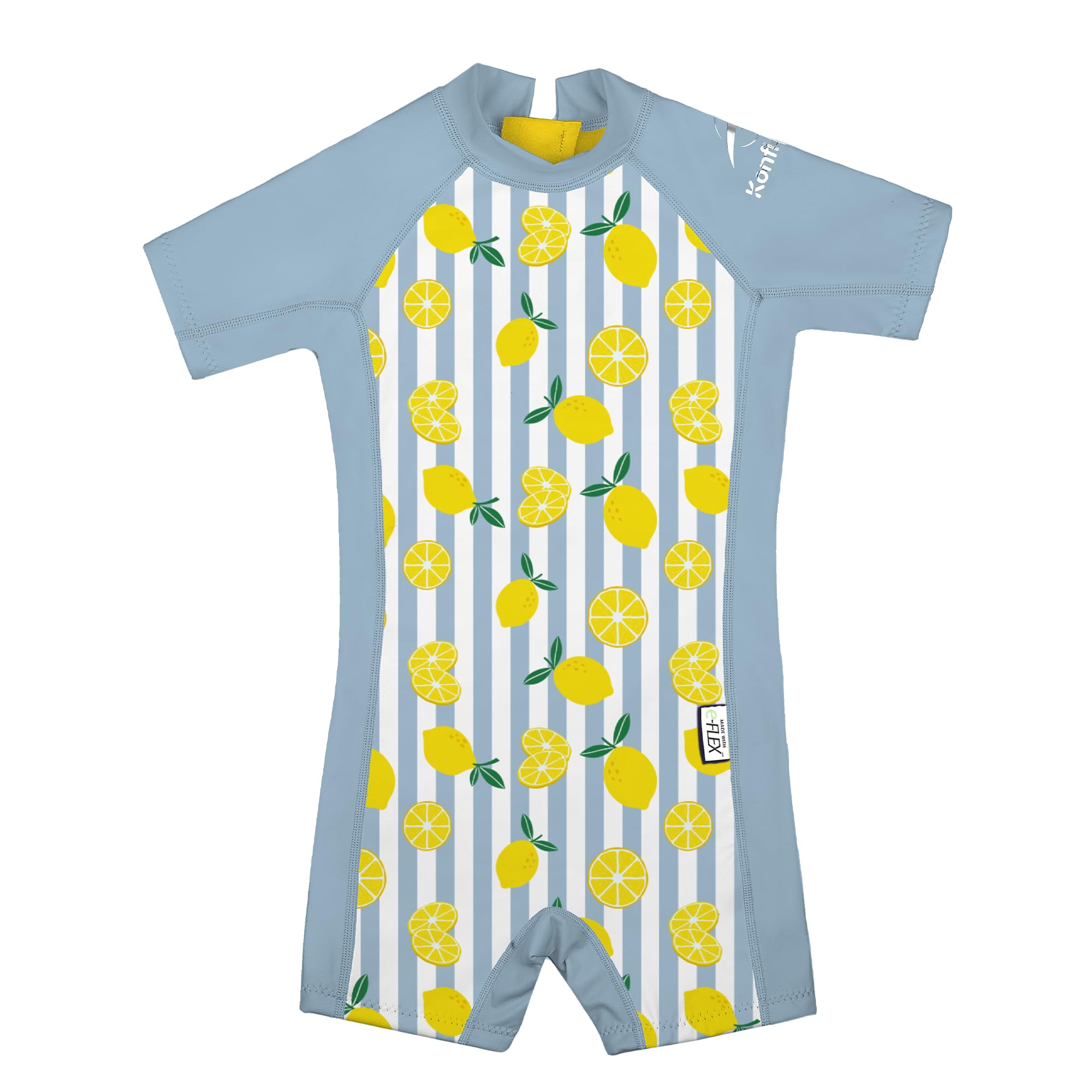 Konfidence Warma Swimsuit - Eco Swimming Costume Made with e-Flex Using Recycled Plastic - Regulates Temperature - 50+ UV Protection (Sicilian Lemon, 6-7 Years)