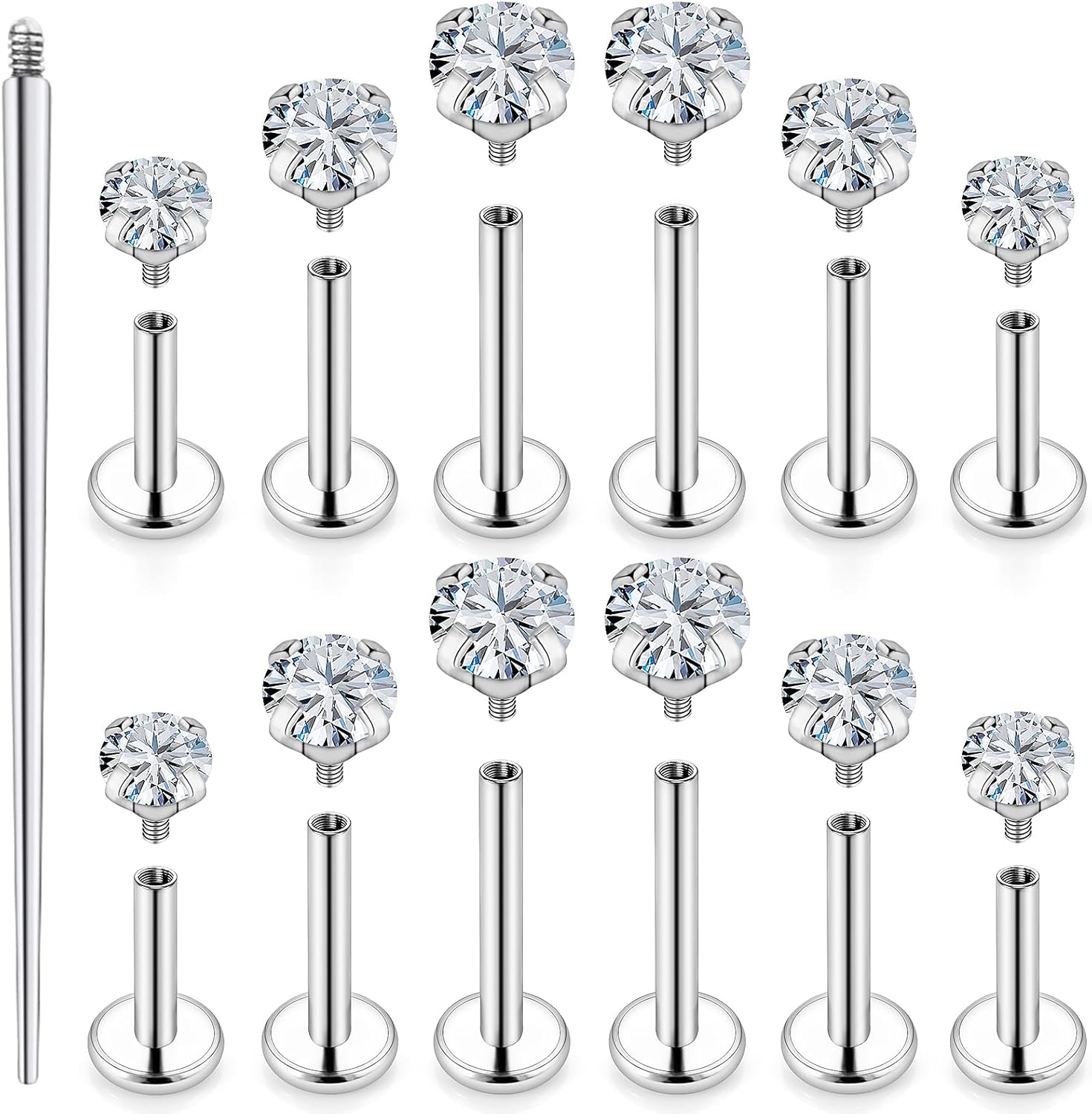 18G 16G 14G Lip Labret Medusa Nose Rings Studs Flat Back Earrings Internally Threaded 316L Surgical Steel Snake Bites Lip Rings Flat Back Cartilage Tragus Helix Conch Earring Stud 6mm 7mm 8mm