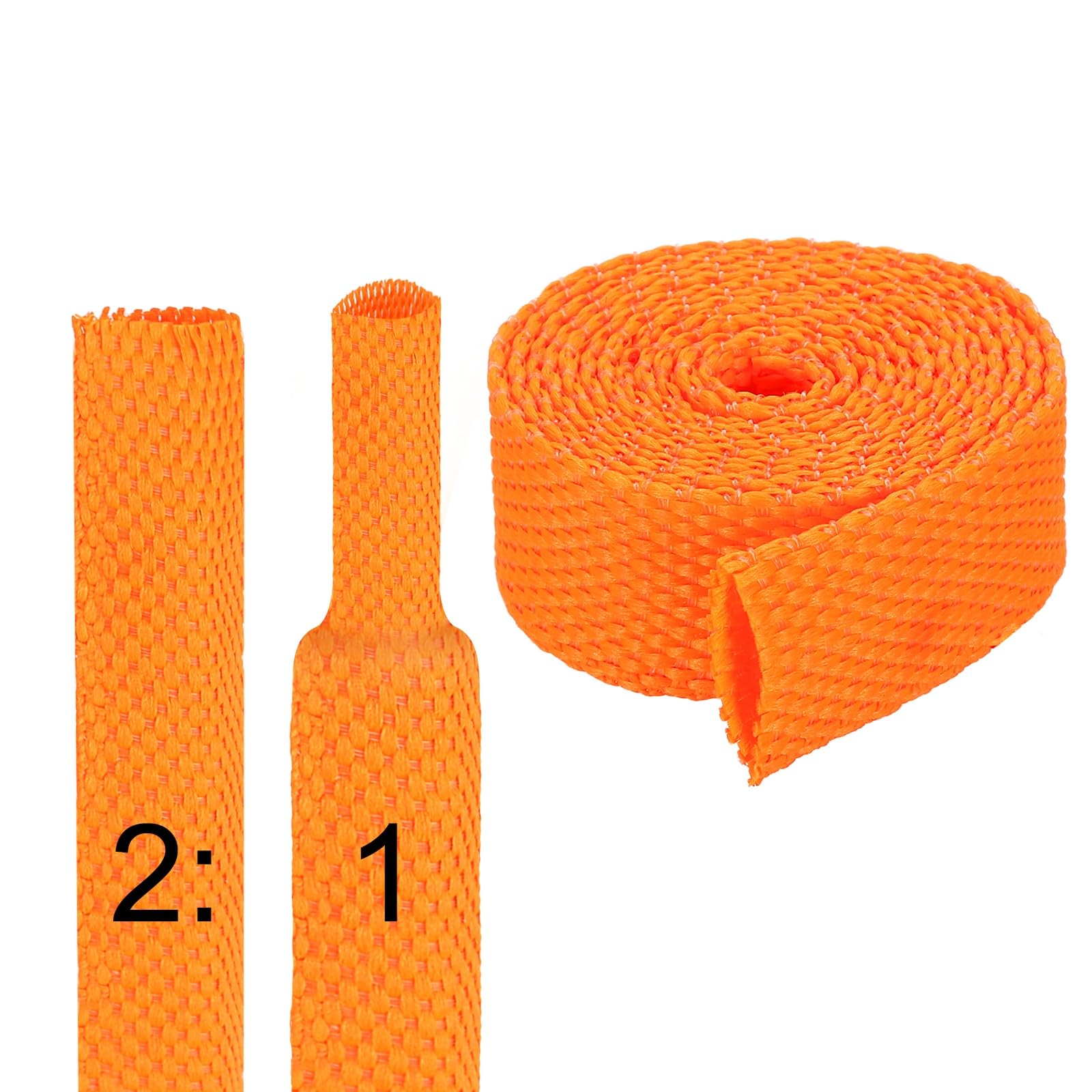 sourcing map 2:1 Ratio Heat Shrink Braided Sleeve 8mm ID 1 Meter Automotive Wire Loom Braided Cable Sleeves Fabric Woven Shrinkable Tubing Protection for Harness Cable Sheath Hose Wire, Orange