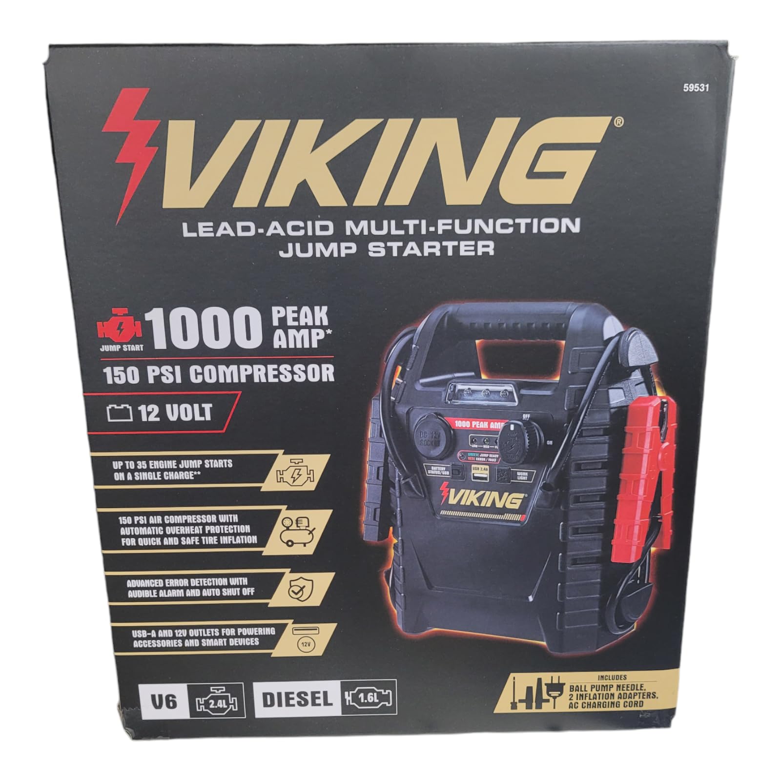 Amazon.com: 1000 Peak Amp Lead-Acid Multifunction Jump Starter and