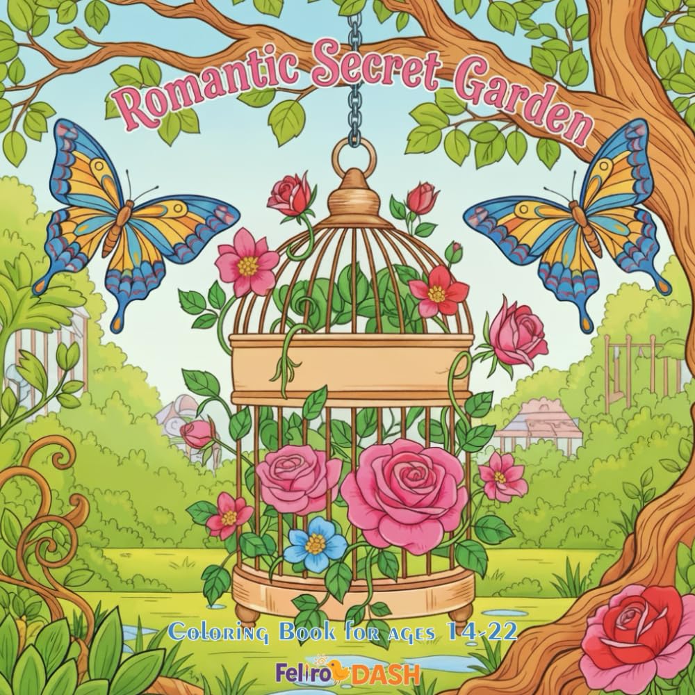 Romantic Secret Garden: Intricate Botanical & Butterfly Designs for Teens and Adults: A Vintage Fantasy Escape for Stress Relief and Creativity