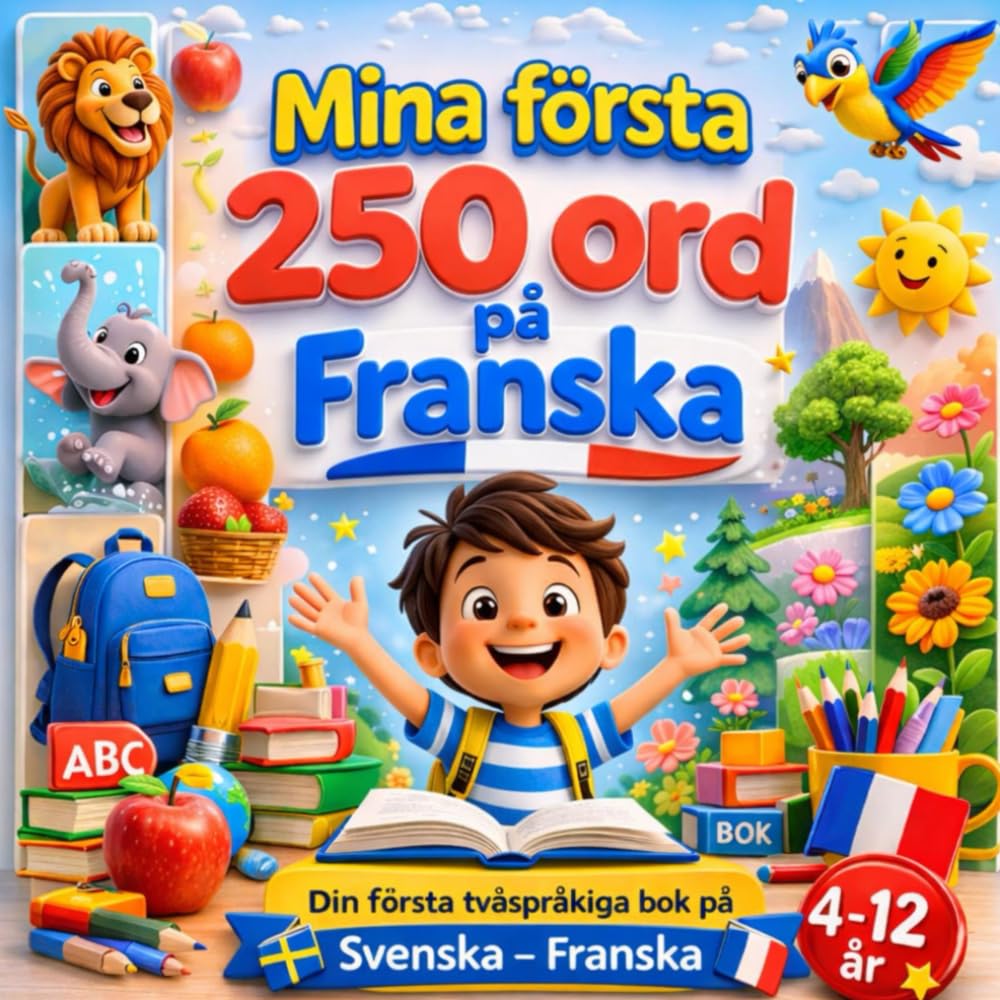 Mina första 250 ord på Franska: Illustrerad tvåspråkig ordbok svenska–franska för barn och nybörjare – 250 grundläggande ord för att lära sig franska.
