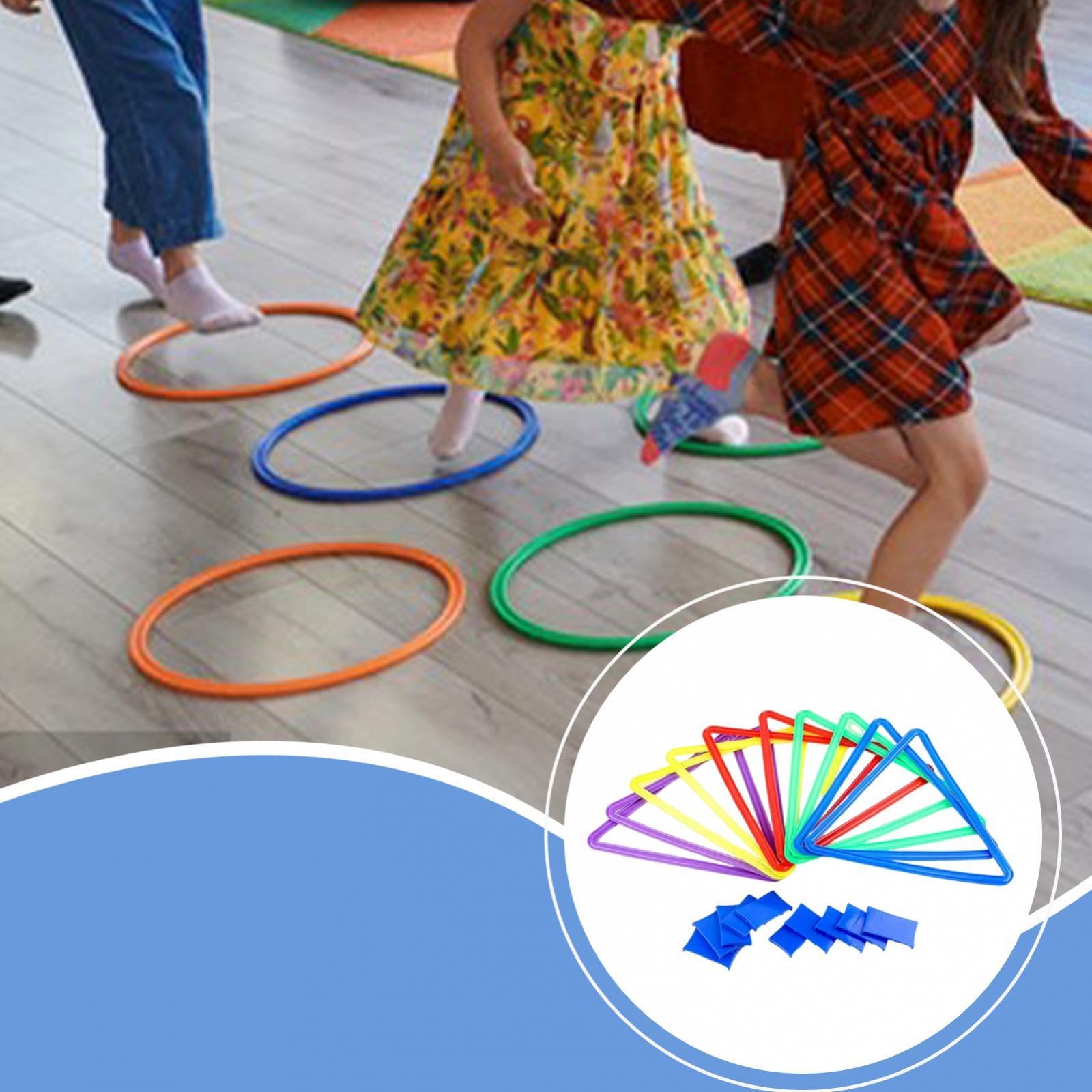 10x Anneaux de marelle pour enfants Anneaux d'agilité Jeu de lancer d'anneaux pour l'intérieur et l'extérieur, Triangle