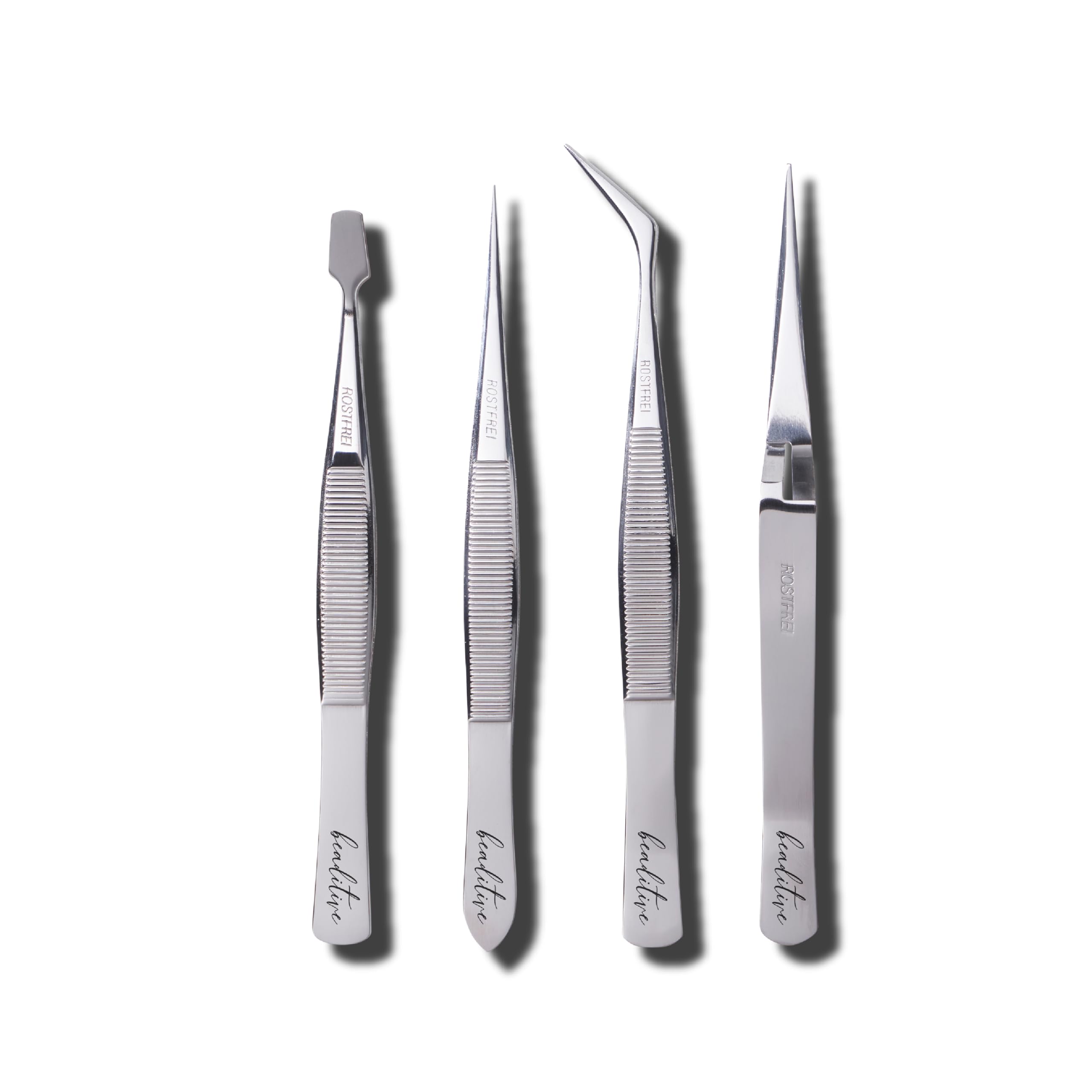 Professional Stainless-Steel Precision Tweezer Set – Craft Tweezers for Jewelry & Nail Art – 4 Piece High Precision Jewelry Picking Tools – Jewelry Tools with Non-Serrated Tips