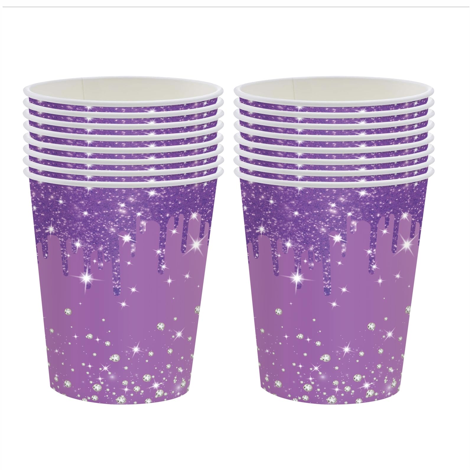 ZSYIULIA 16 Pack Premium Purple Paper Cups - Disposable Purple Tableware for Birthday Party Decorations, Tea Parties & Celebrations
