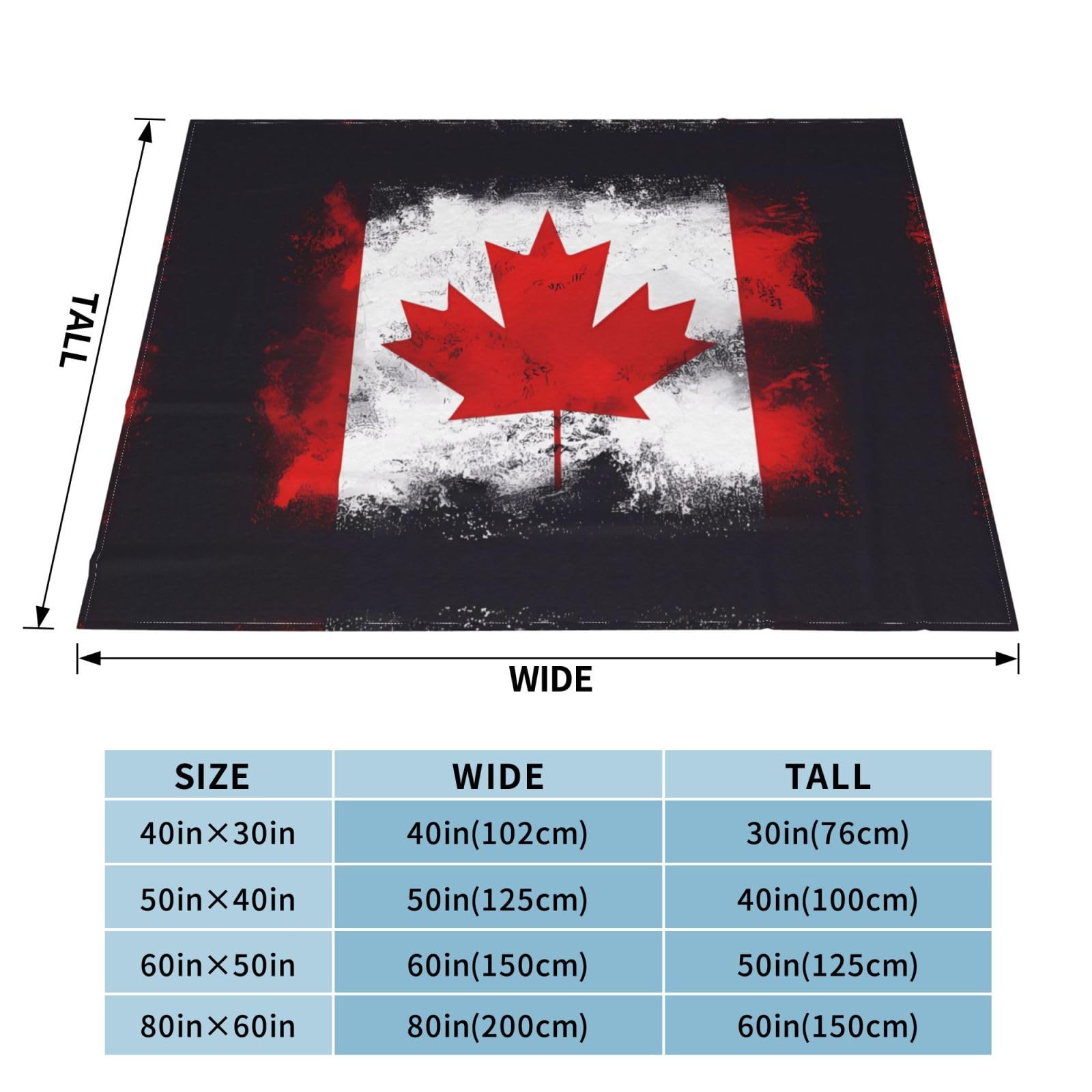 Manta de viaje portátil de 80 x 60 pulgadas, suave, resistente a las arrugas, plegable, exquisito estampado de la bandera canadiense