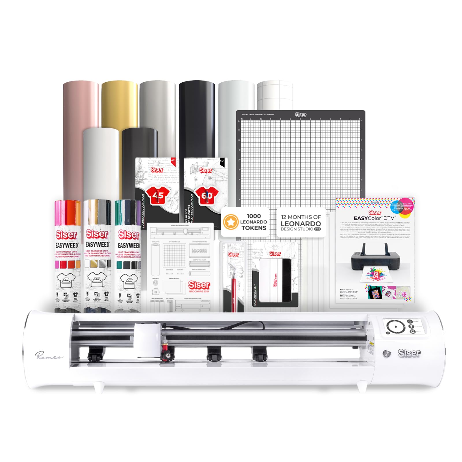 Siser Romeo Pioneer Bundle - 24" Professional Cutting Machine for Vinyl, Paper, and More – WiFi Compatible with Windows & Mac - Includes Leonardo Design Studio Software, Roll Holder Accessory
