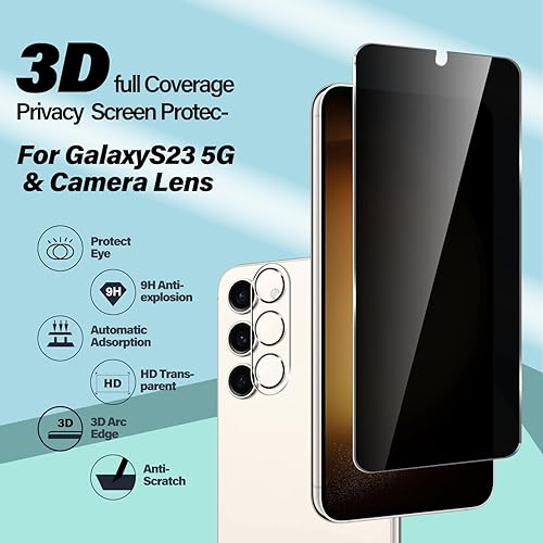Miniatura 9 de Protector de pantalla de vidrio templado para Galaxy S23 Plus + protector de lente de cámara 2 + 2 unidades compatible con fundas antiarañazos