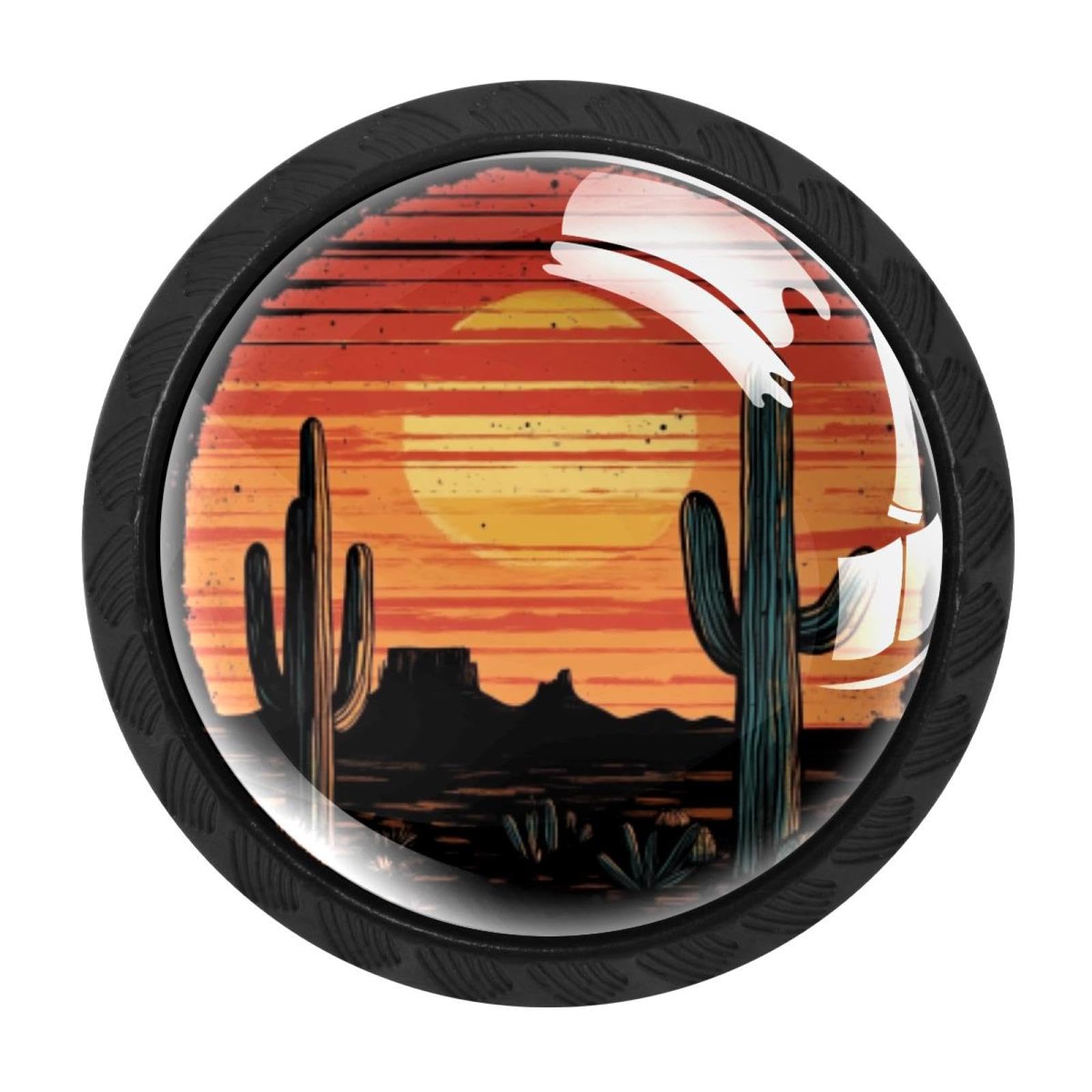 CHENZZZZ 4 Pack Sunset Wild Free Western Desert (2) Drawer Knobs Cabinet Knobs Crystal Glass Knobs Pulls Handles for Kitchen Cabinet Hardware Cupboard Door Dresser Wardrobe Home Decor