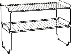 Scaffali Da Cucina LIANTRAL - Set Di 2 Ripiani Impilabili E Allungabili, Argento, Per Organizzazione - Foto 5