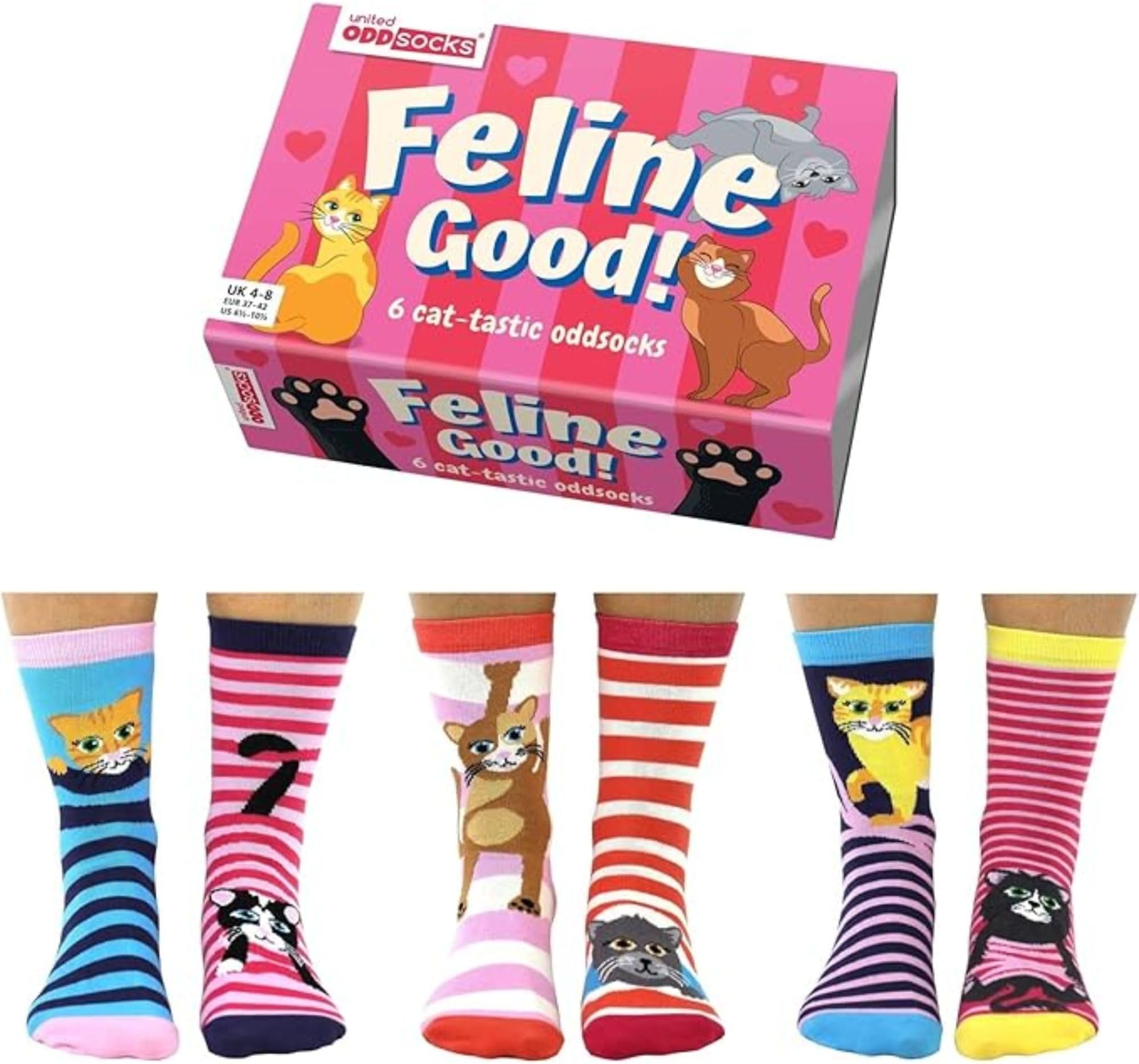 Feline Good - Box of 6 Oddly Socks Ladies - US 6.5-10.5