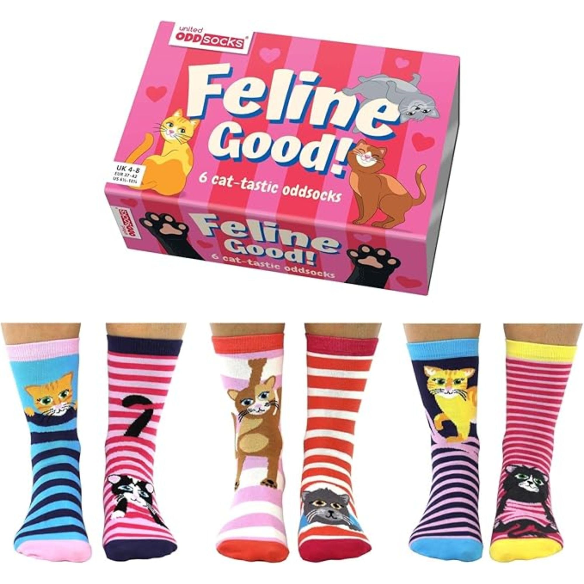 Feline Good - Box of 6 Oddly Socks Ladies - US 6.5-10.5