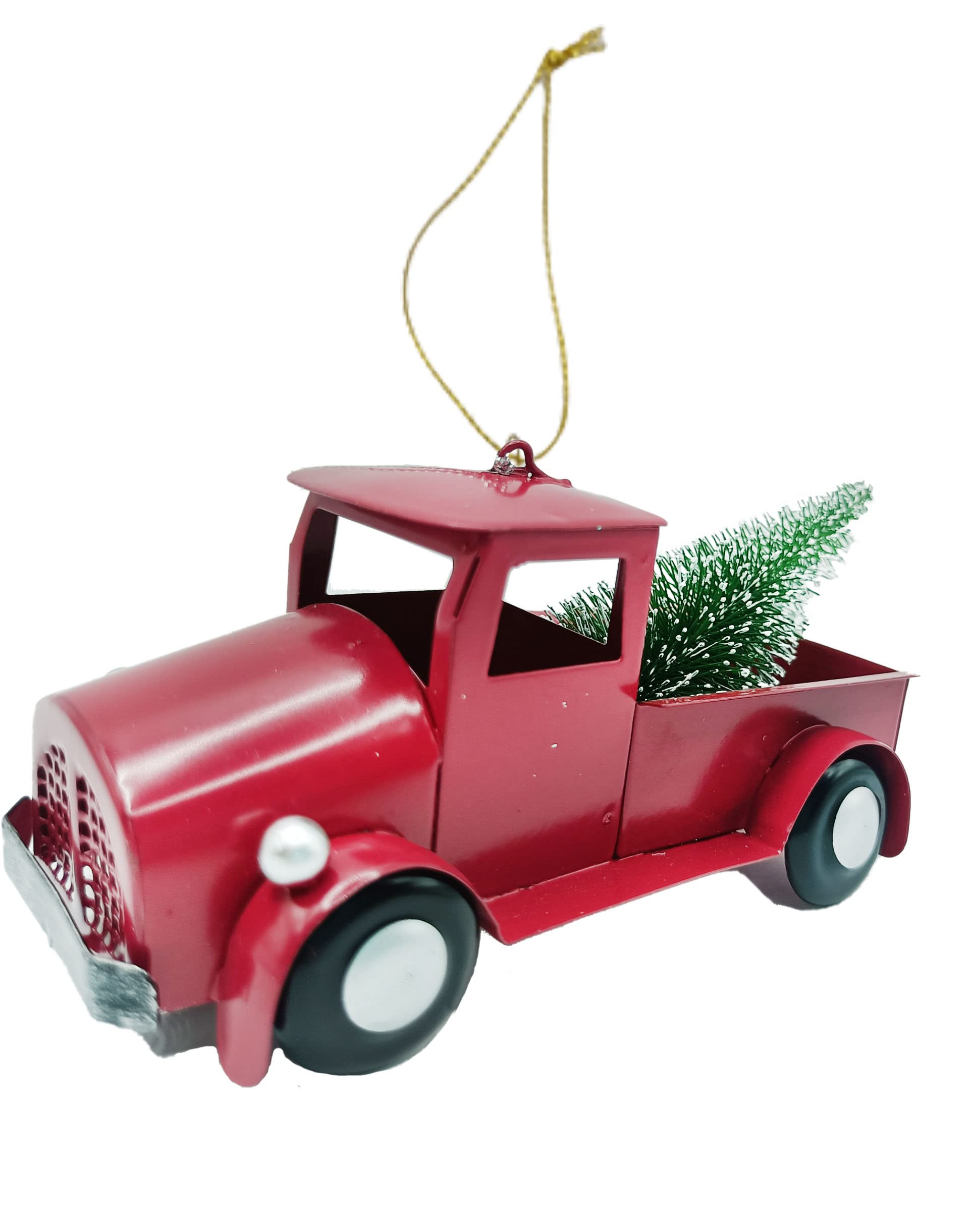 Tracteur rouge Noël décoratif vintage camion collection Merci 11