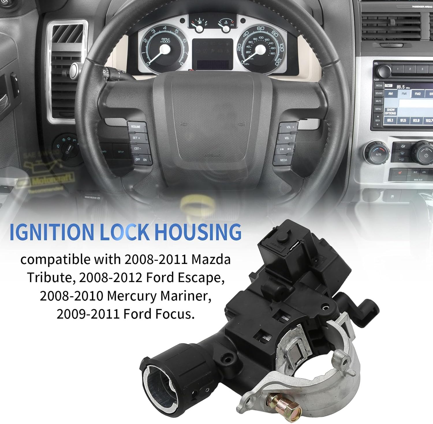 989-019 Ignition Lock Housing with Anti-theft Bolt Replacement for Ford Escape 2008-2012, Mazda Tribute 2008-2011, Mercury Mariner 2008-2010, Replaces 9L8Z3511A 9L8Z-3511-A ZZDB66160
