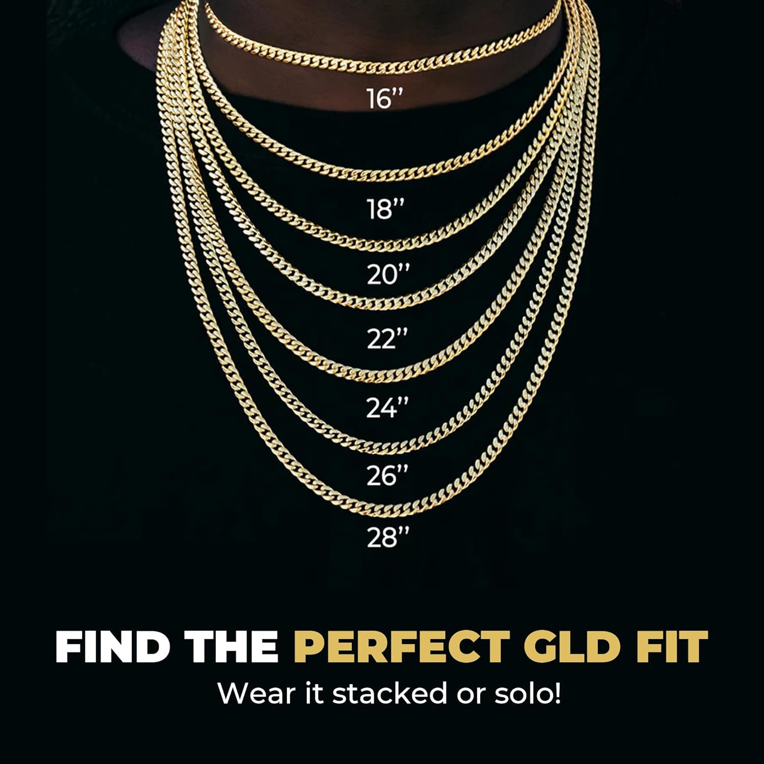 GLD Figaro Chain for Men and Women - 18K - 3MM, 4MM and 6MM - Image 5