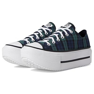 Converse Chuck Taylor All Star Lift Double Stack Platform Plaid Shoes Navy/Black/Branch Out