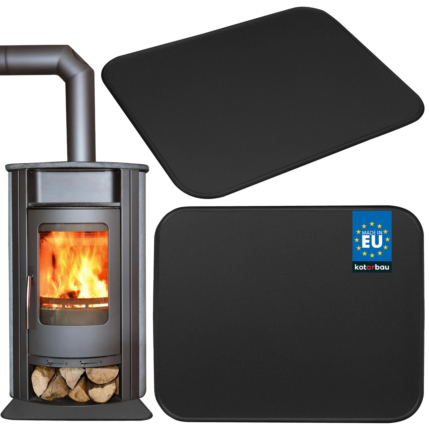 KOTARBAU® Fireplace Base Plate 48 x 60 cm Made of Powder Coating Steel Black Floor Sheet Ash Tray Fireplace Floor Plate Fireplace Plate Dirt Plate Floor Protection for Fire Pits Oven Tray Spark