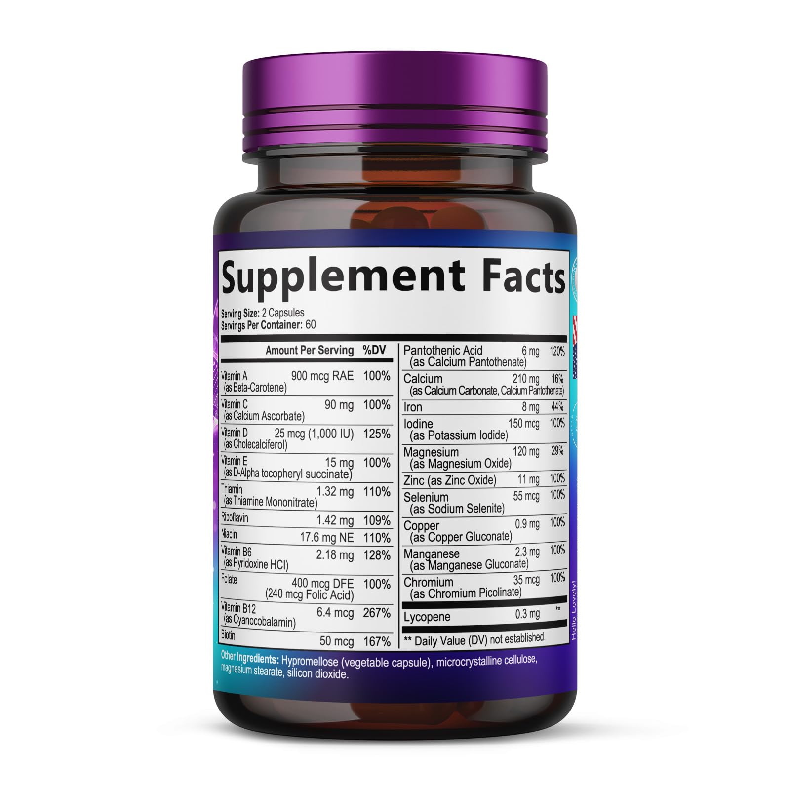 Multivitamin for Women - 3X Strength Daily Women Multivitamin, Vitamins A, D, C, E, Biotin, Folic Acid, Calcium, & Iron, Complete Multi Vitamin for Beautiful Hair & Skin, Bottled in USA, 120 Capsules — Amazon image 9