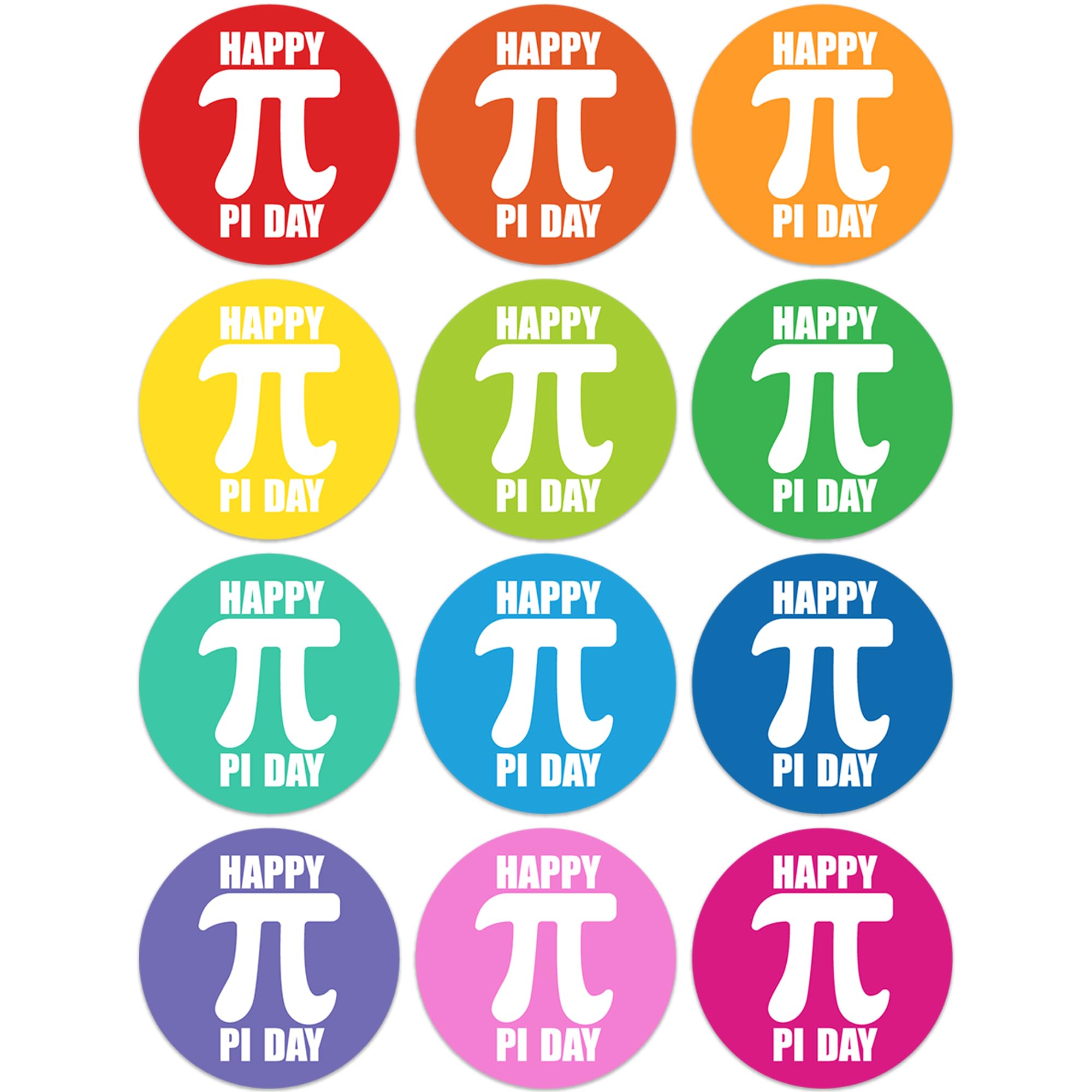 Wonmon 360 PCS Round Happy Pi Day Stickers, Colored Pi Day Stickers Adorable PI Symbol Sticker for Teacher Student Envelope Seals Gift DIY Crafts Card PI Day Math Party Favors Decorations