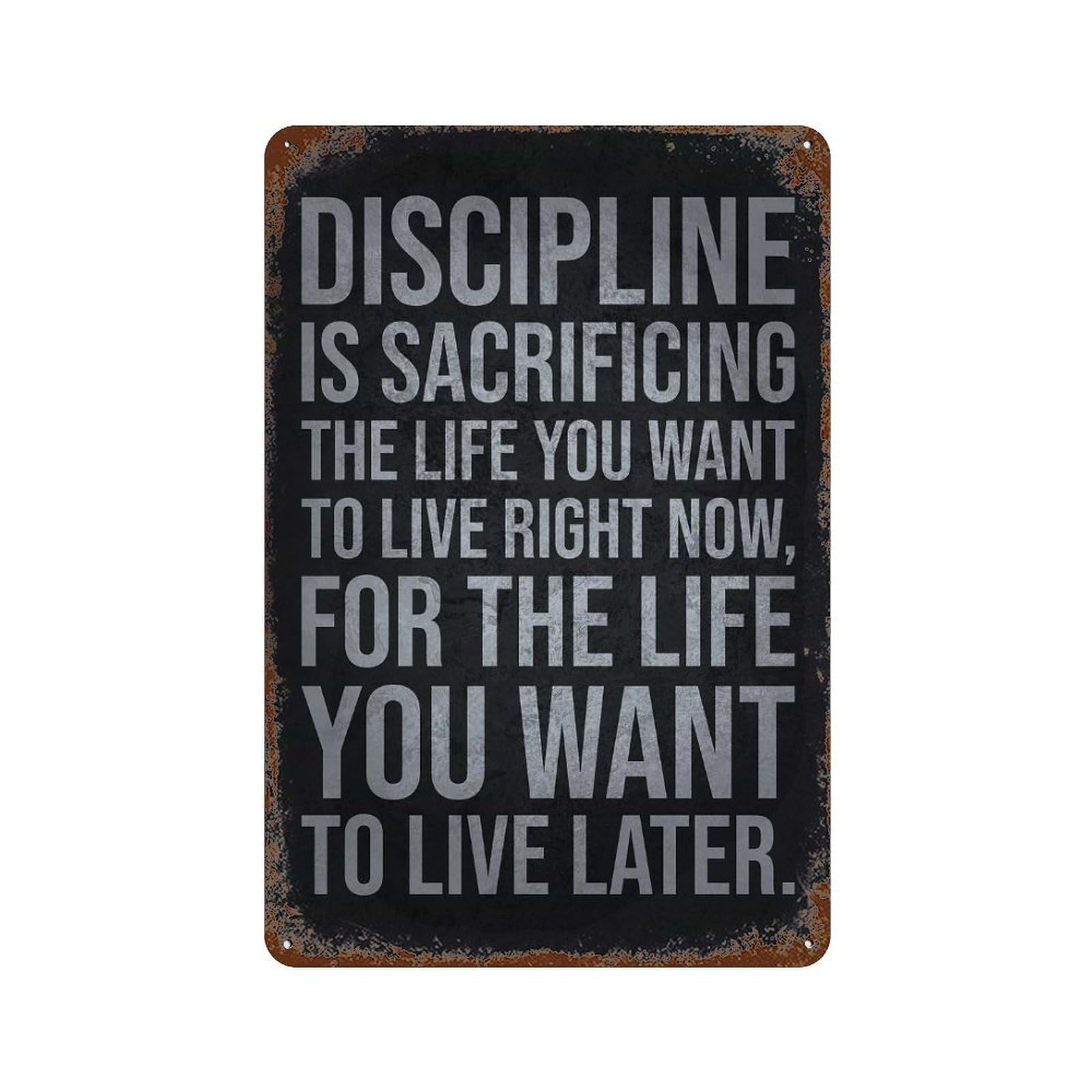 Rust Effect Discipline Is Sacrificing Rustic Tin Plaque 11.8"x7.9", Industrial Home Decor for Bistro, Counter And Cafe Decor