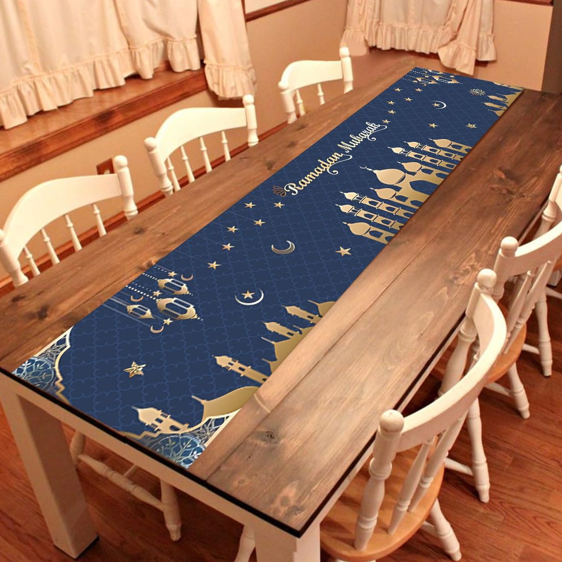 Ramadan-decoraties, ramadan mubarak-achtergrondbanner, moslim, zwart en goud, binnendecoratie (180 x 110 cm