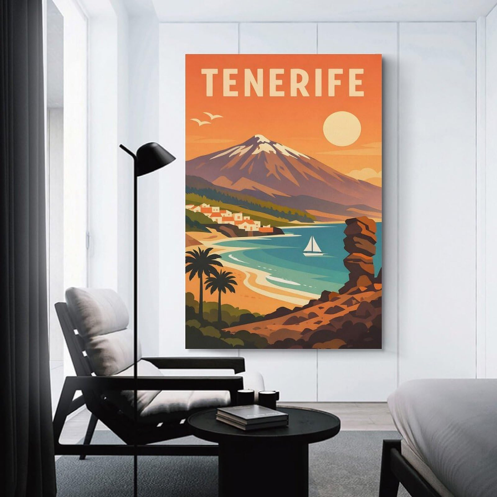 Junmoney Tenerife Travel Canvas Wall Decor, 24x36inch(60x90cm), for New Homes, Bedrooms Or Workspaces, Gift Idea for Housewarming And Birthdays