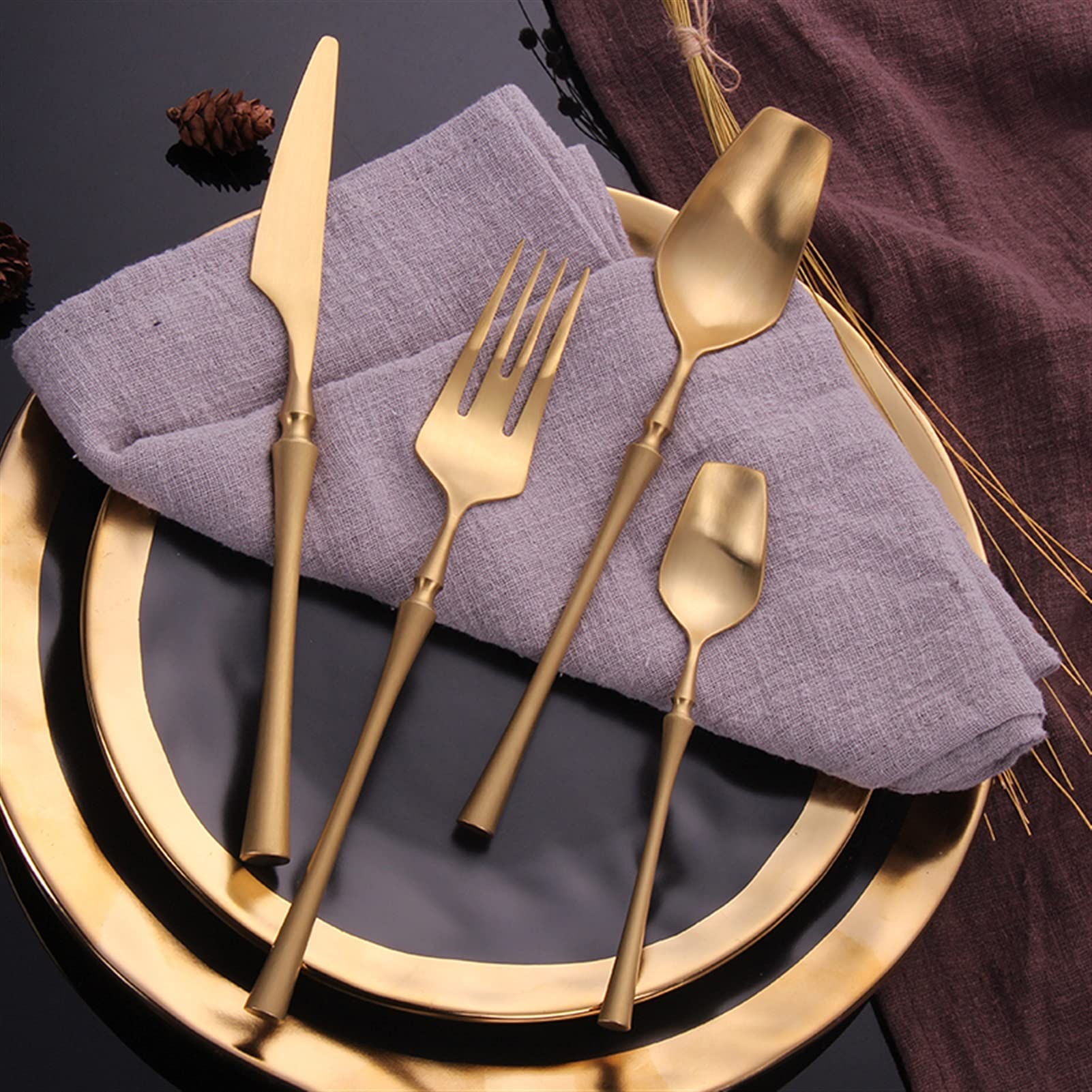 Edelstahlbesteck Set Gold Geschirr Set Western Food Tischbesteck Geschirr Geschirr Gabeln Messer Löffel (Color : 2set-8piece)